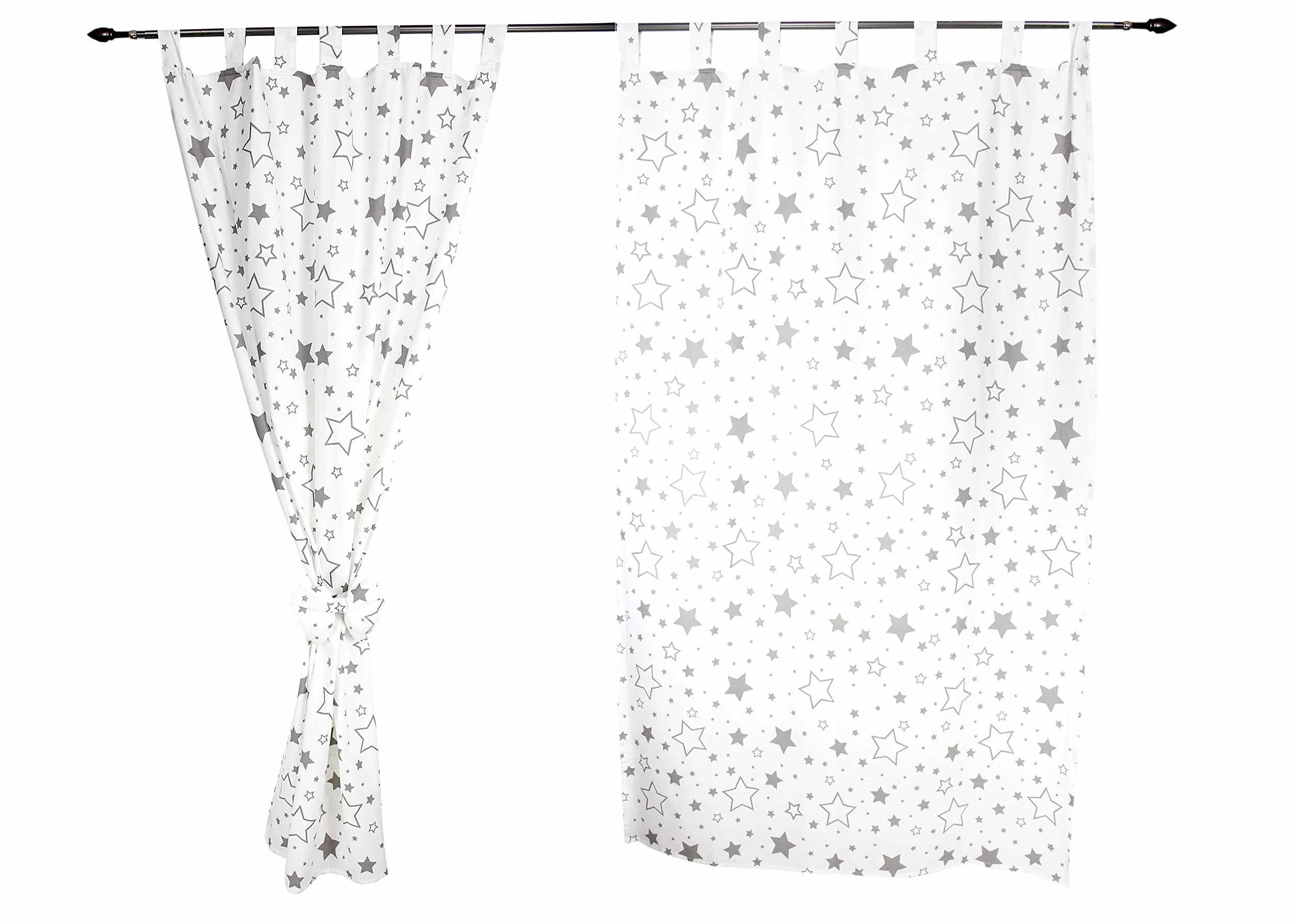 TupTam Rideaux pour Chambre d'enfant avec Passants 2 pcs, Gris/Galaxy, 155x95 cm