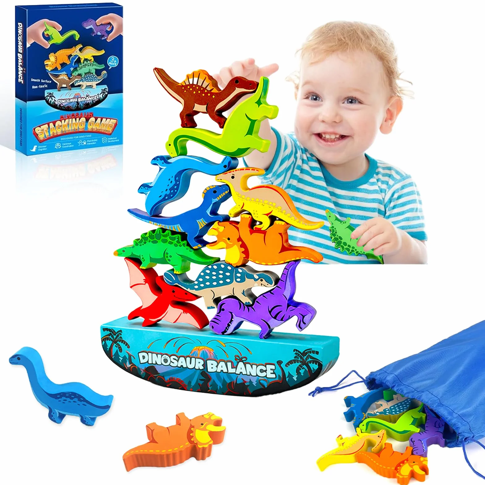 Jeu Montessori 2-6 Ans Dinosaure Jouet en Bois Smart Games Éducatif Cadeau Enfant