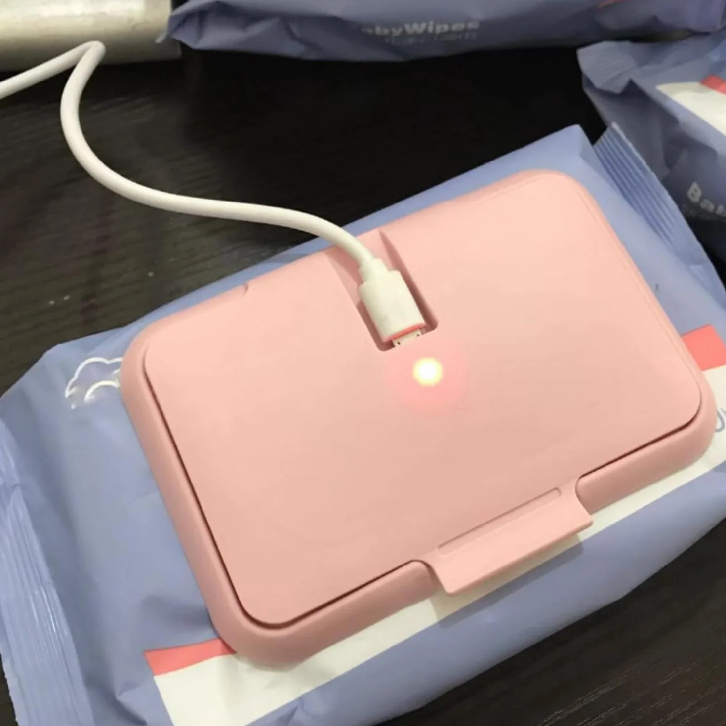 Chauffage Portatif pour Lingettes Humides USB 104°F Rose
