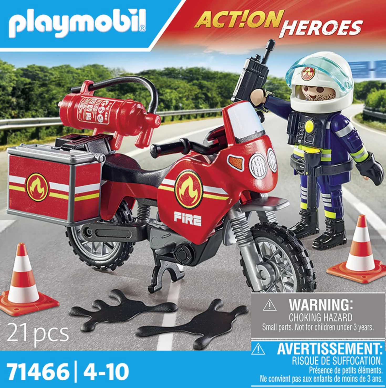 Playmobil 71466 Pompier et Moto - Action Heroes - Ville & Métiers - Dès 4 Ans