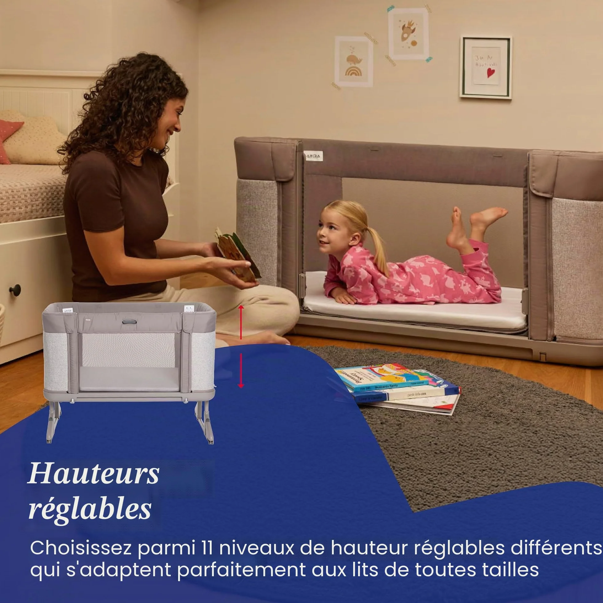 Chicco Next2Me Forever, Lit Bébé 3en1 jusqu'à 4 Ans (22 kg), Berceau avec Hauteur Réglable et Matelas Inclus