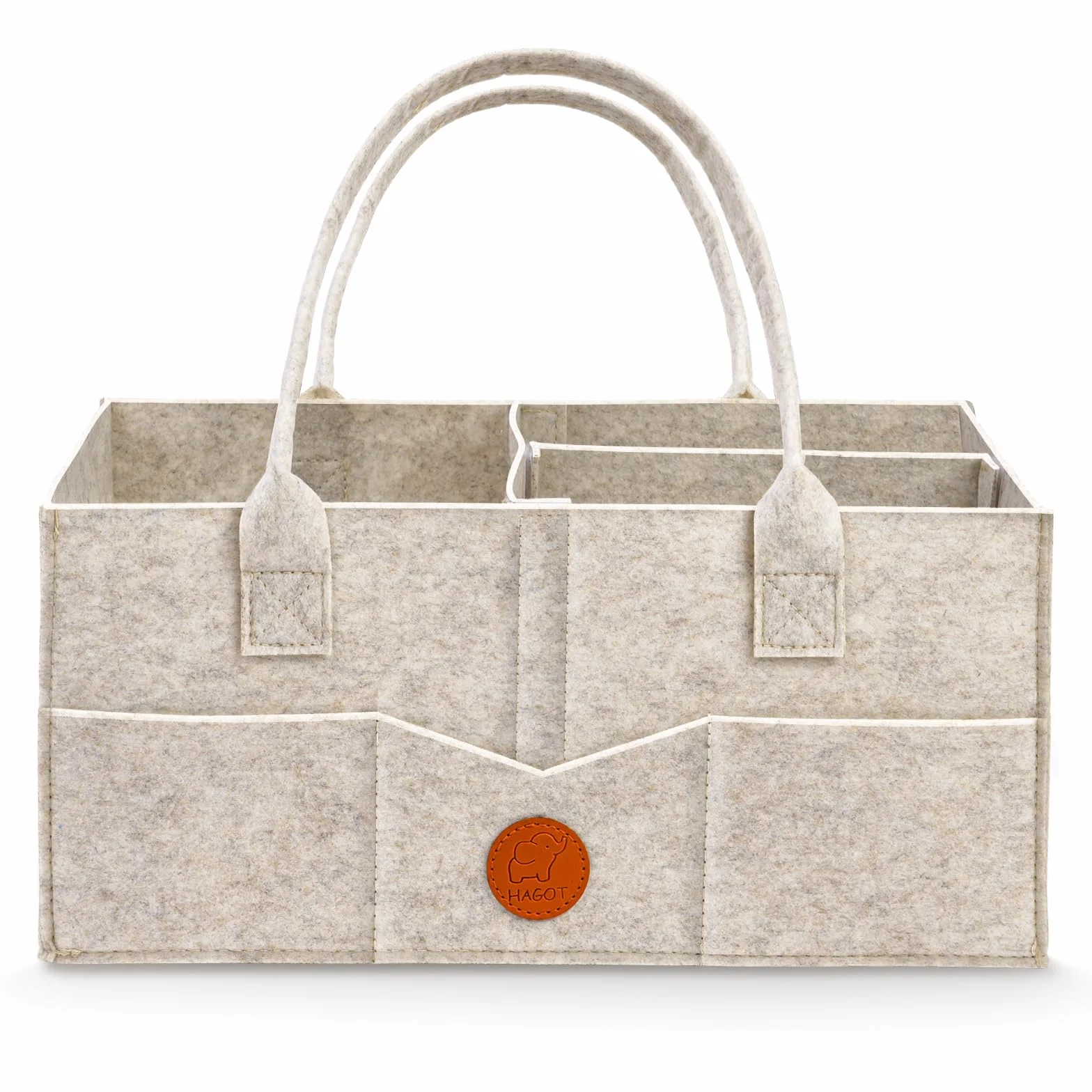 Organisateur de Couches Bébé, Panier Rangement avec Compartiment Amovible en Feutre