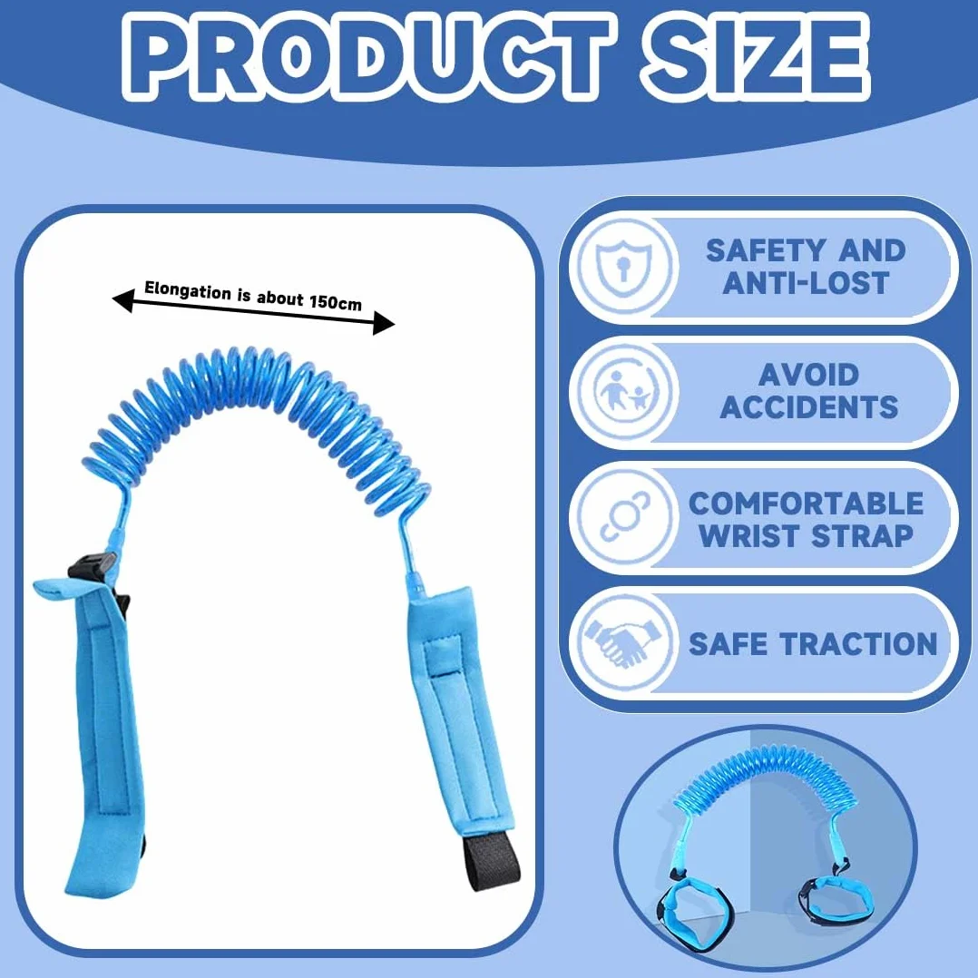 KYLOS Harnais de Sécurité pour Enfant Anti Perdu 1.5M Fluorescent Bébé Marcheur Bracelet Bleu Marine