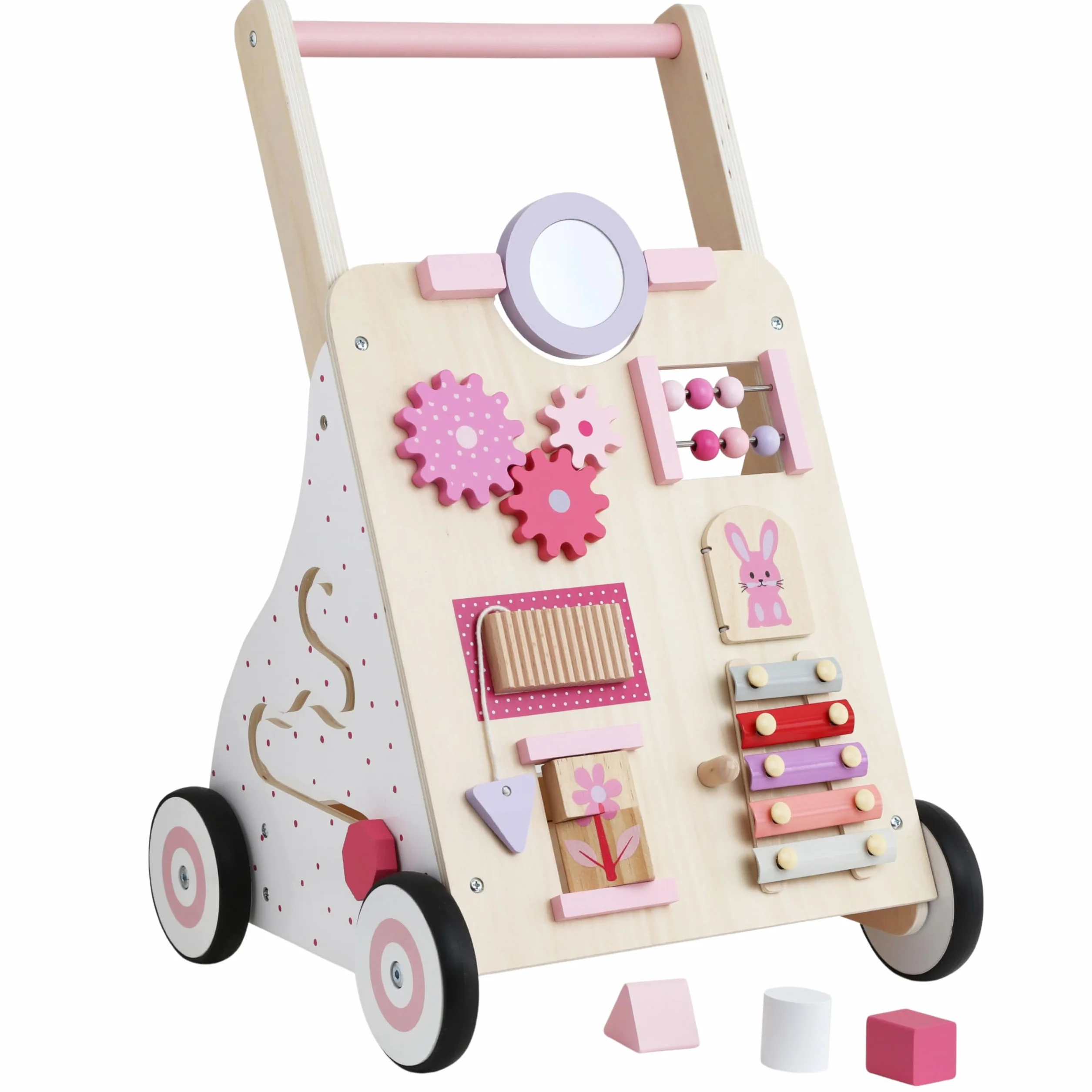 Haus Projekt Chariot de Marche Bois Rose, Trotteur Bébé Bois Activité, Jouet Bébé 1 an, Baby Walker