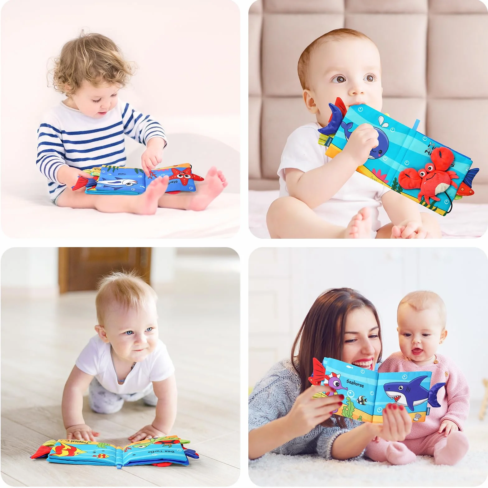 Vicloon Livre Tissu Bébé Eveil Jouet Educatif Animaux Crabe