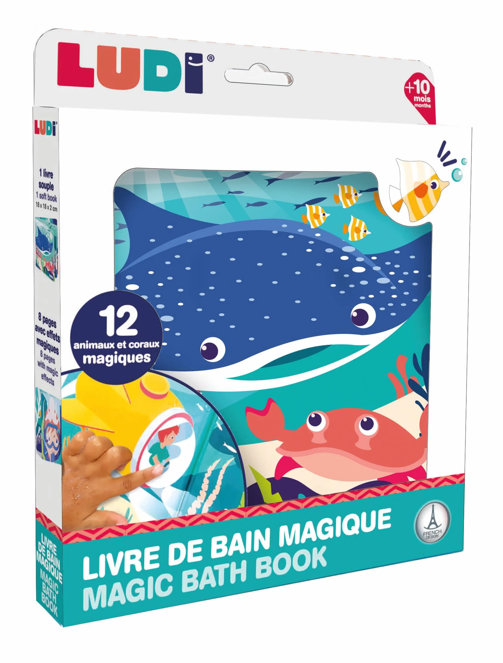 Ludi Livre De Bain Magique 12 Animaux Marins Et Coraux Découverte Motricité Fine Réflexion Thème Marin Dès 10 Mois