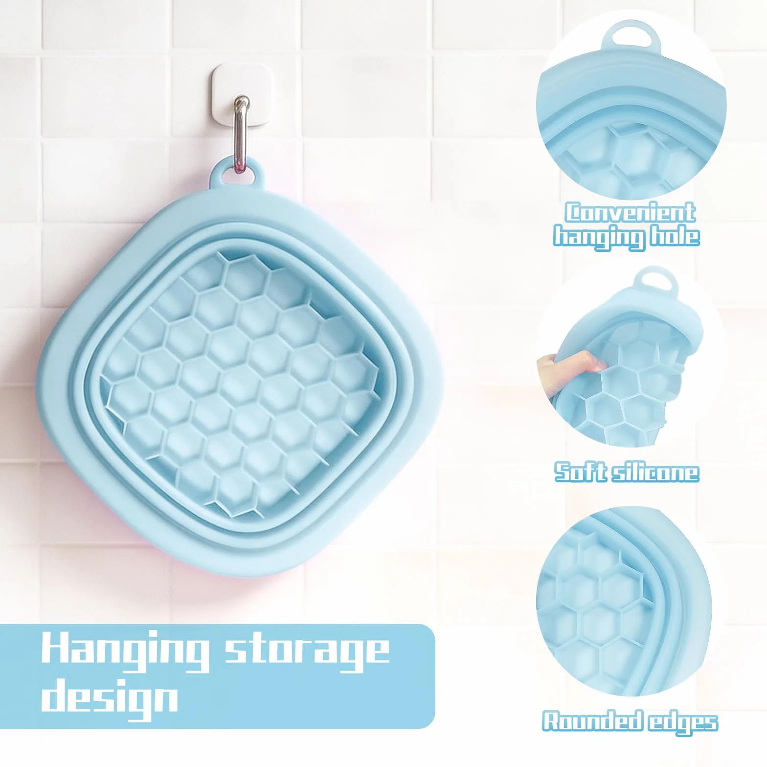 Bol de Bain à Glace en Silicone, Ice Bath Bowl, Voyage et Domicile, Sans BPA, Bleu