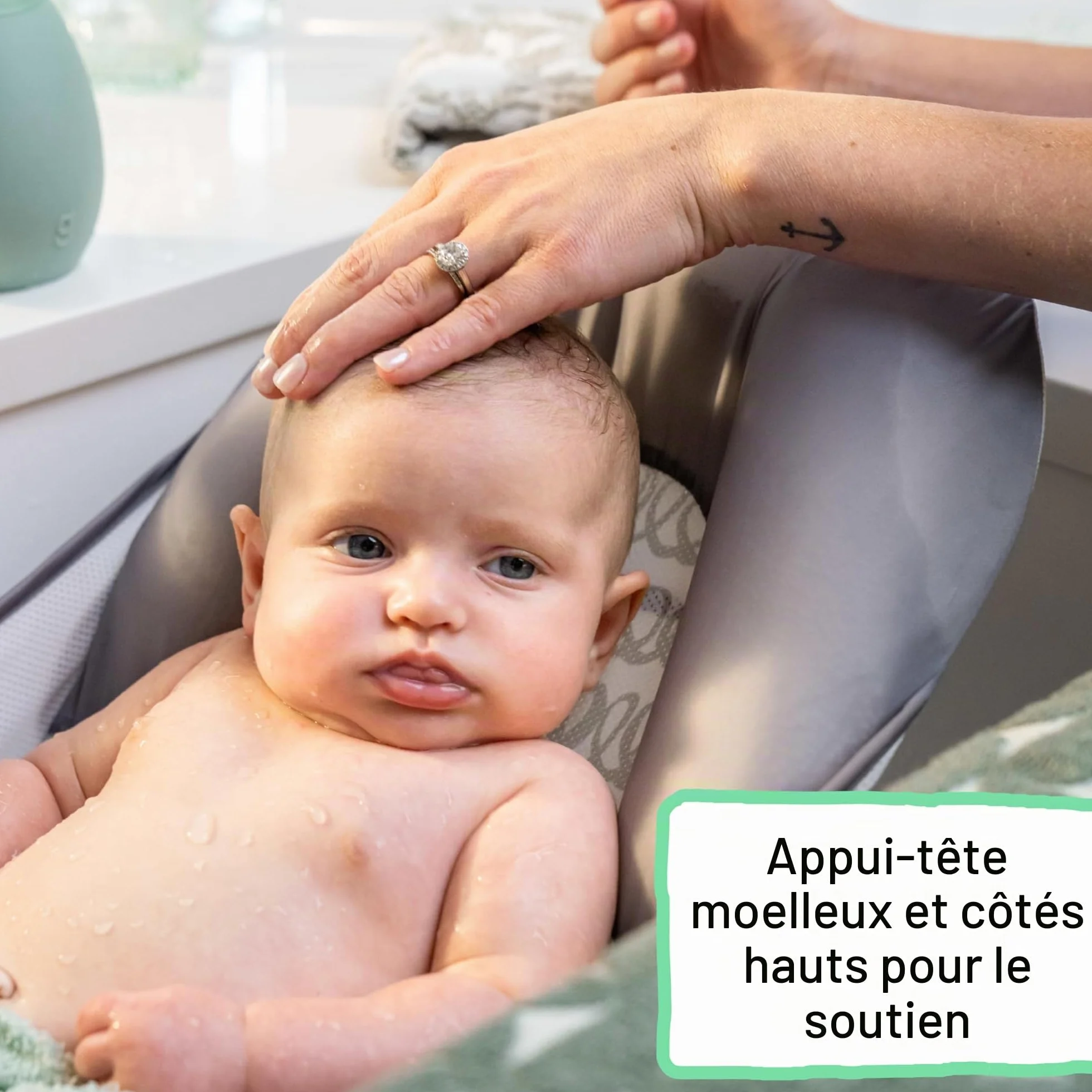 INGENUITY Transat de bain pour bébé pliable gris