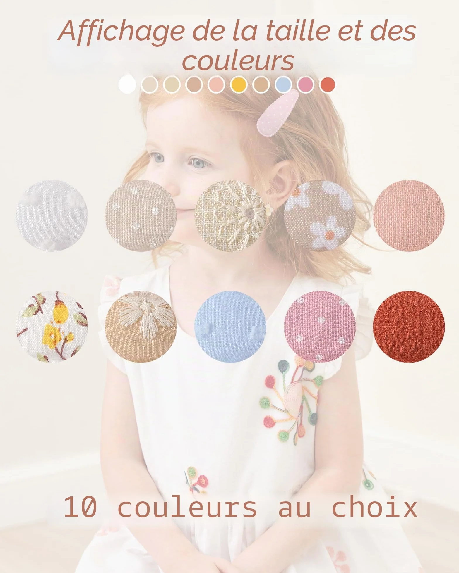 Pinces à cheveux 5,6 cm motif floral antidérapantes lot de 20