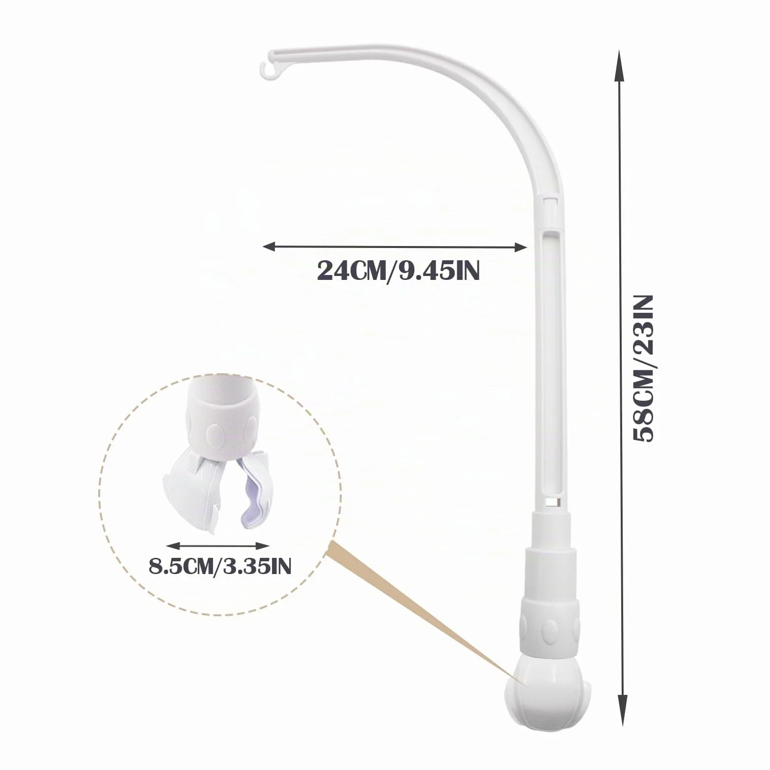 Support mobile pour lit d'enfant 58 cm amovible réglable Blanc