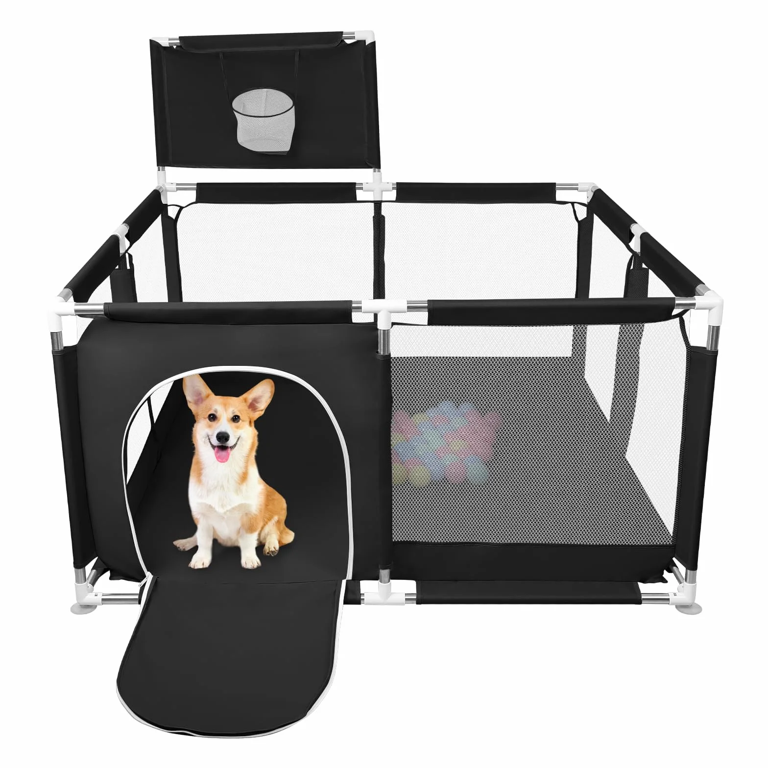 Box per Bambini con Succhiatori Recinto per Baby Tessuto Oxford 300D Centro Attività 126x126x66 cm Nero