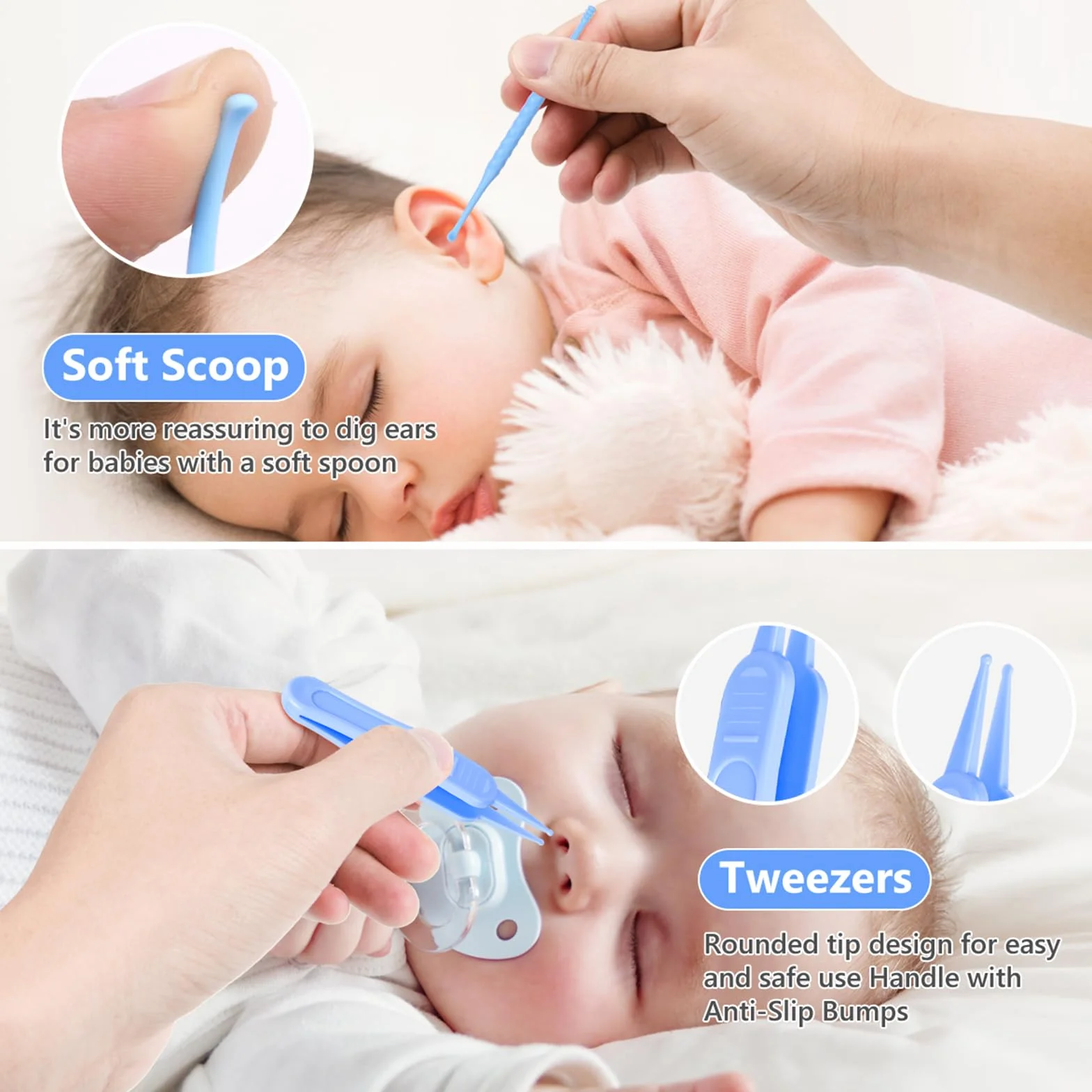 Vicloon Kit Soins des Ongles Bébé Coupe-Ongles Ciseaux Lime Pince 6pcs Bleu