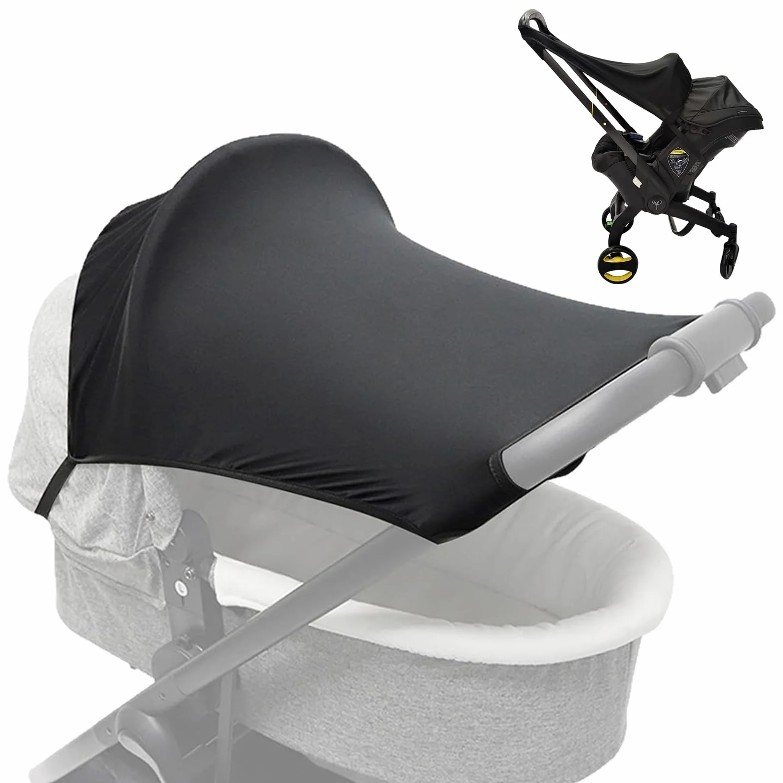 Pare-soleil Universel Poussette Anti-UV UPF +50 Housse élastique Auvent Canopy Noir