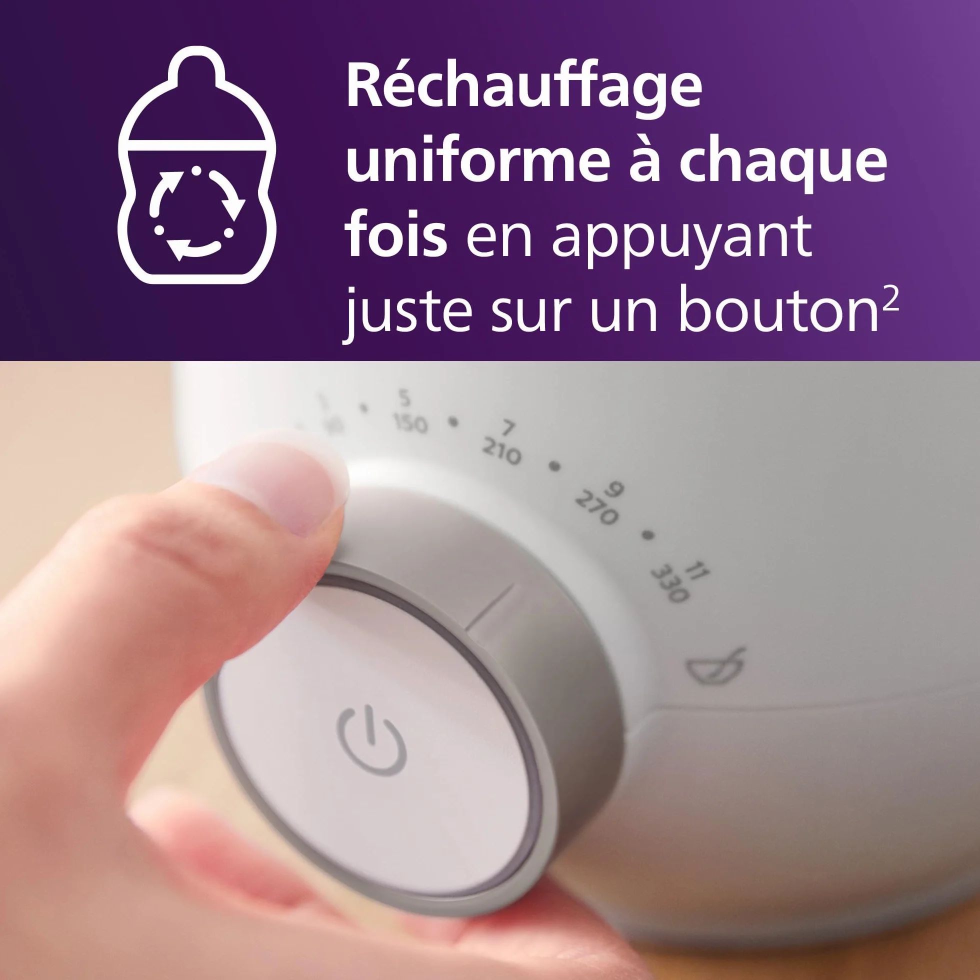 Philips Avent Chauffe-biberon rapide SCF358/00, contrôle intelligent température, chaleur uniforme, arrêt automatique
