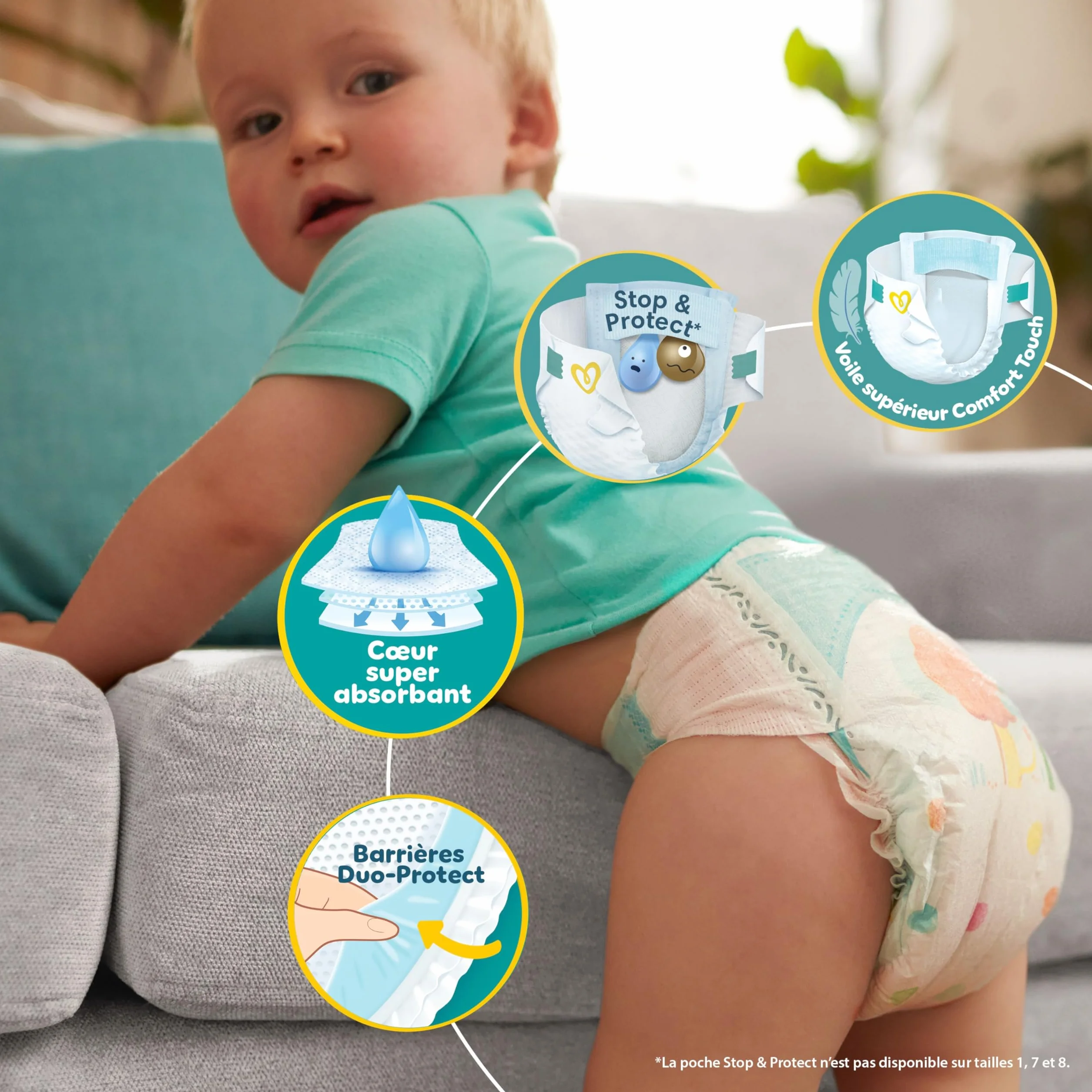 Pampers Baby-Dry Taille 4 108 Couches 9kg-14kg Nuit Confortable Sans Fuites
