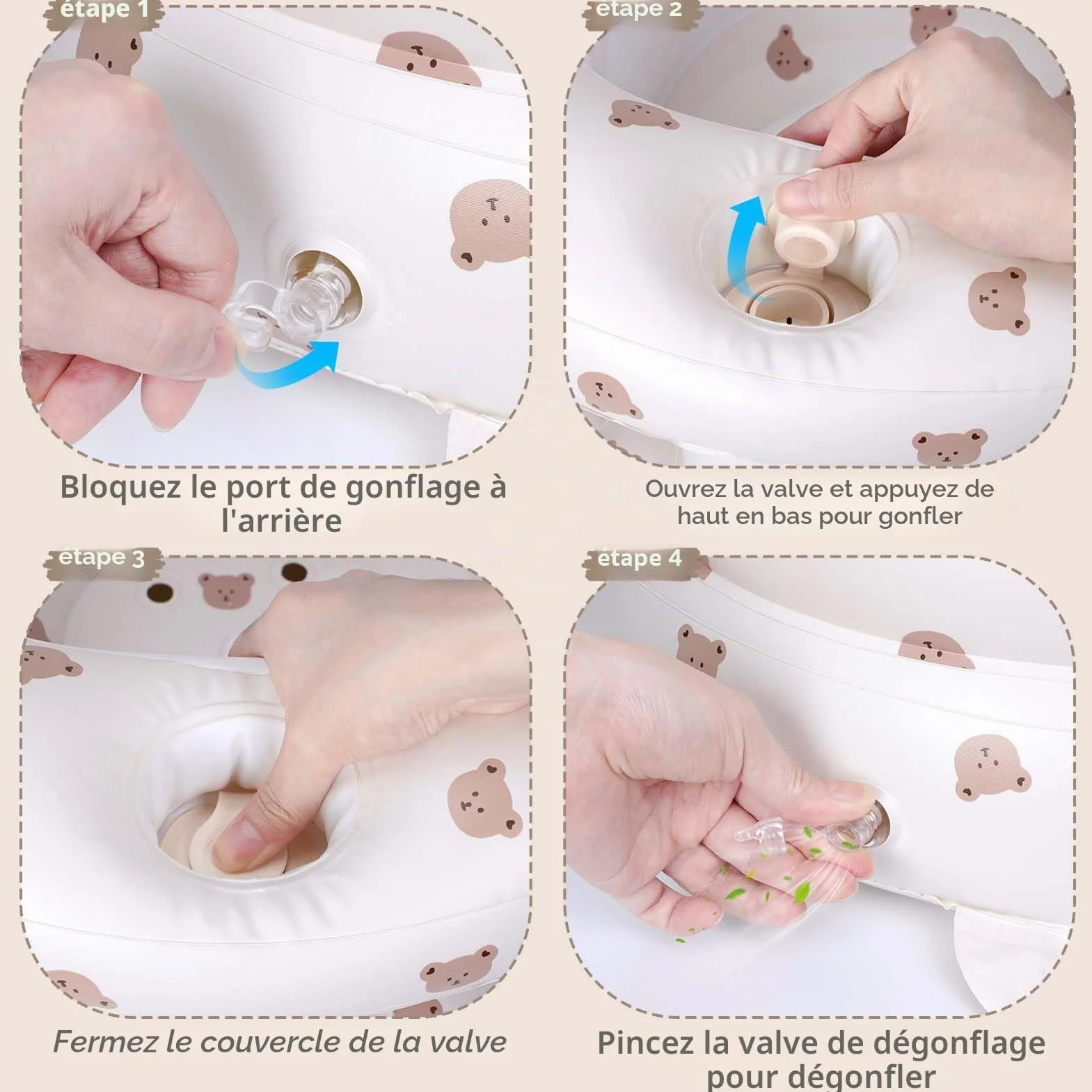 Siège Gonflable Bébé avec Pompe Intégrée Portable 3+ Mois Voyage Repas Camping
