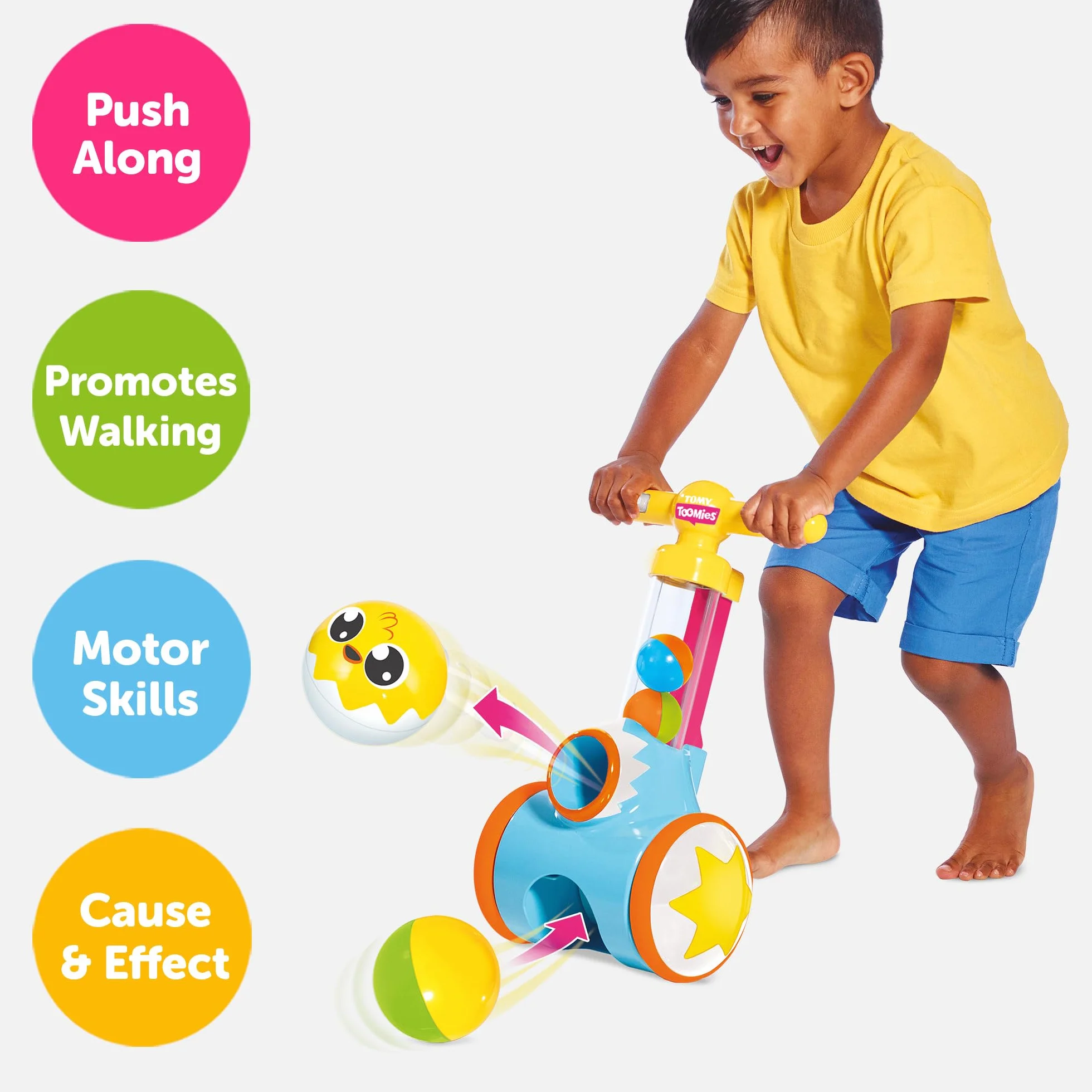 Tomy Toomies Fun Trott' Jouet à Pousser Bébé Aide à la Marche Enfant 18 Mois 3 Ans