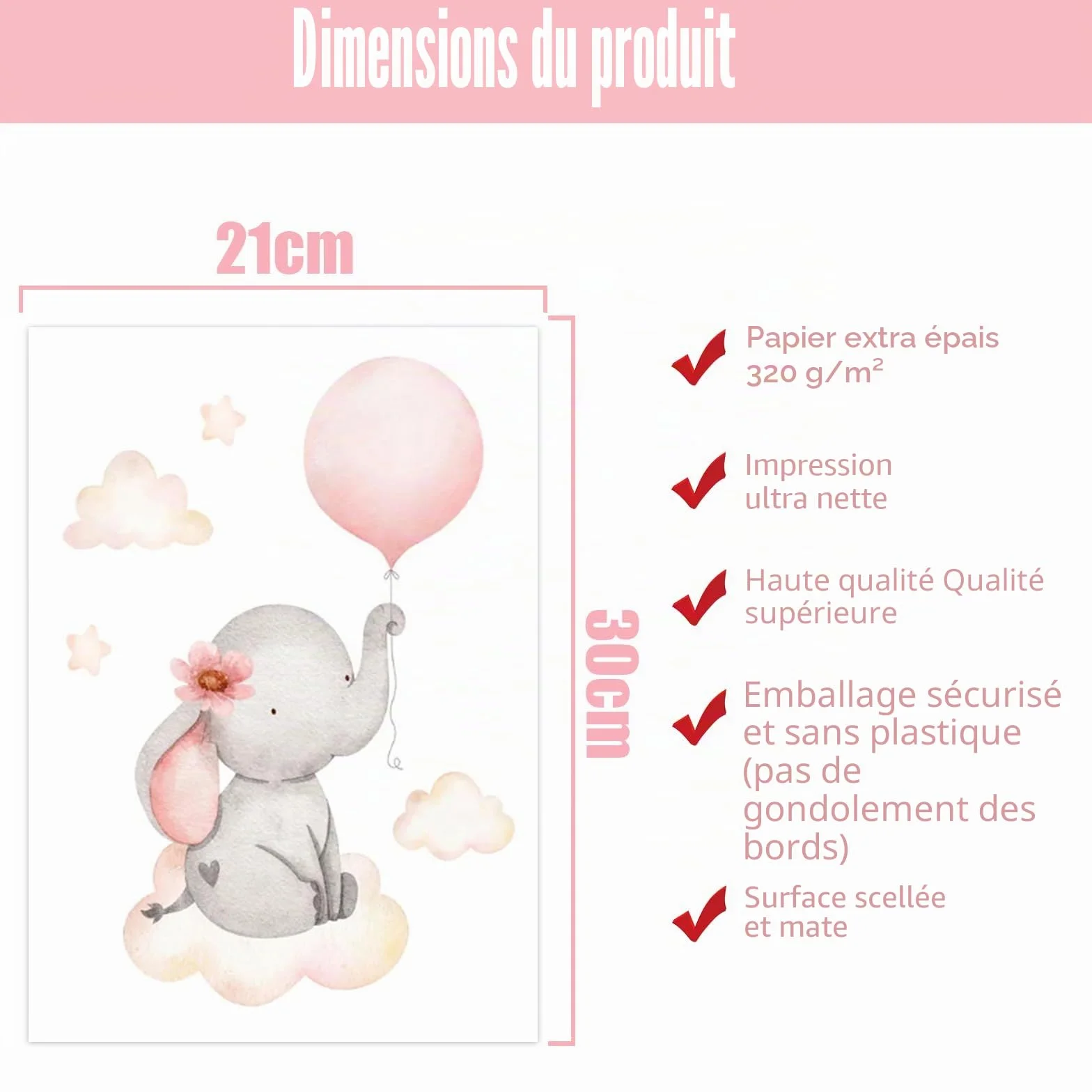 Zamety 3 Pièces Affiches Animaux Chambre Bebe A4 Tableau Enfant Poster 21 x 30 cm