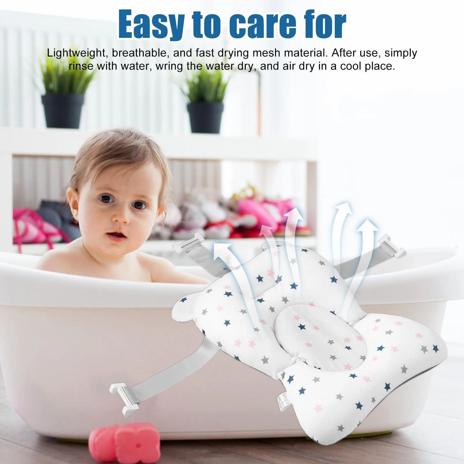 Coussin de Bain Bébé Matelas Oreiller Chaise 0-12 Mois avec Boucles et 3 Courroies de Sécurité