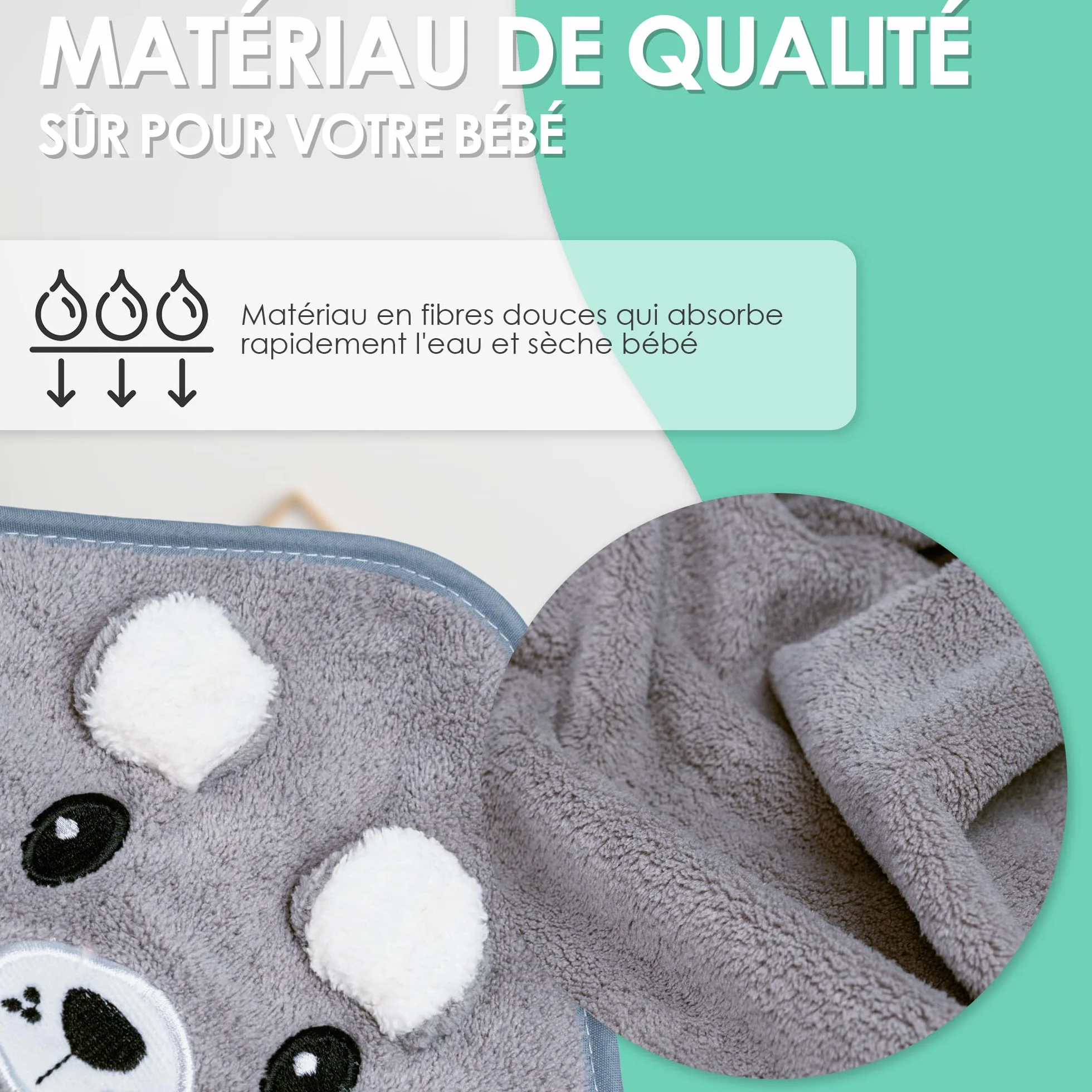 Serviette de Bain Bébé à Capuche Lot de 2 Animaux 0-3 Ans Cadeau Naissance Garçon