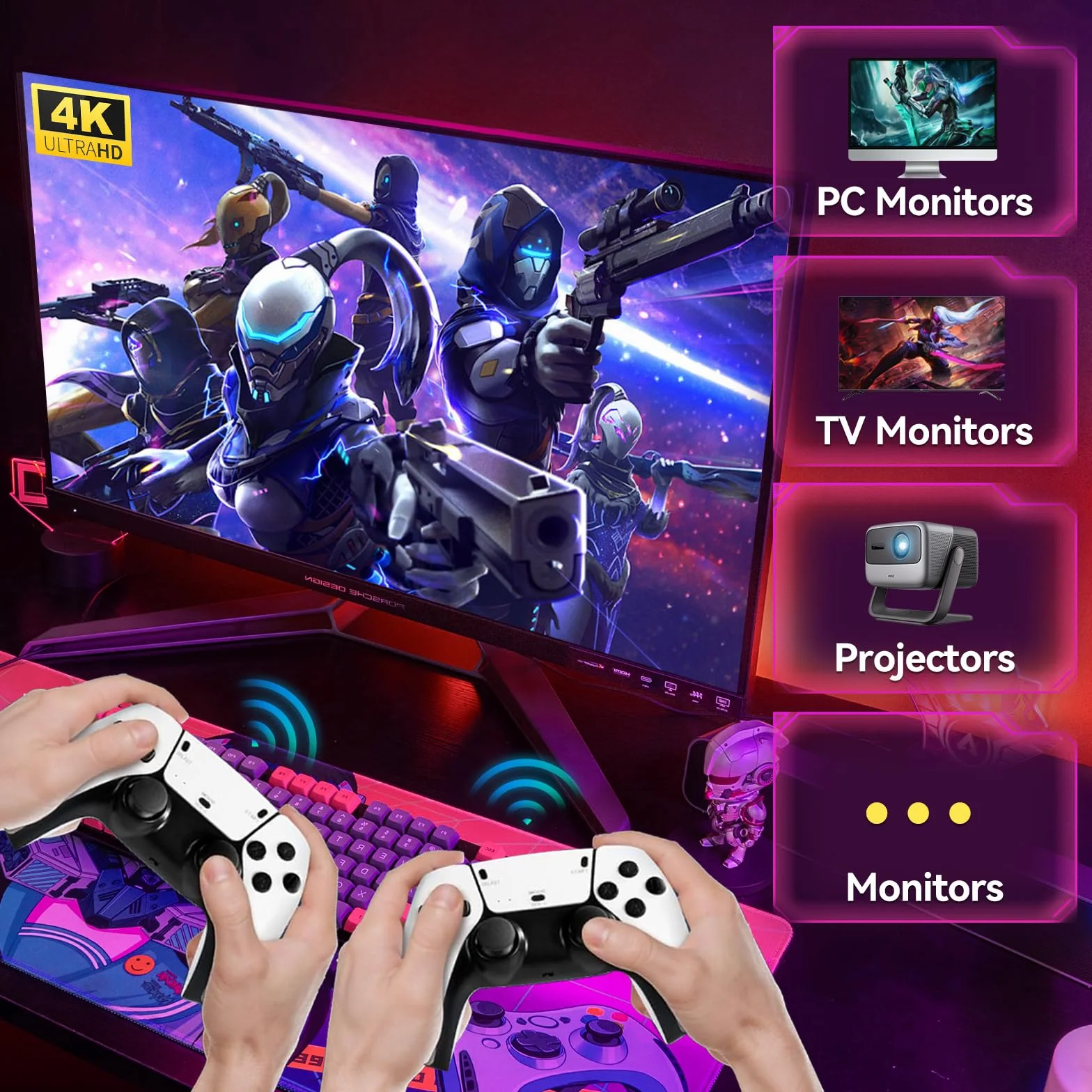 Console de jeux rétro 4K HDMI 2026 avec 40 000 jeux, 23 émulateurs, double manette sans fil 2,4 GHz, 64 Go