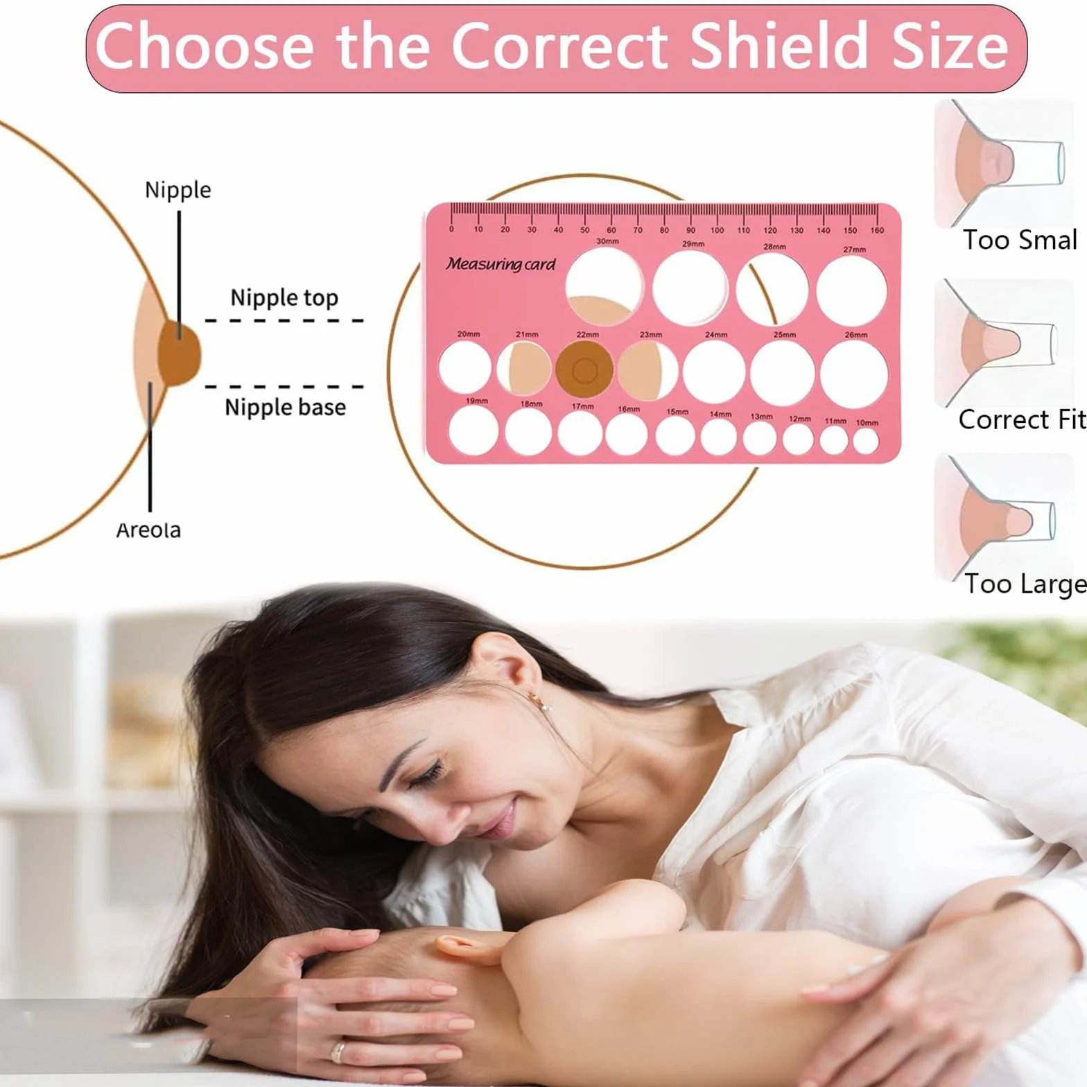 Règle de Mesure de Taille des Mamelons en Silicone avec Ruban à Mesurer 1.5m