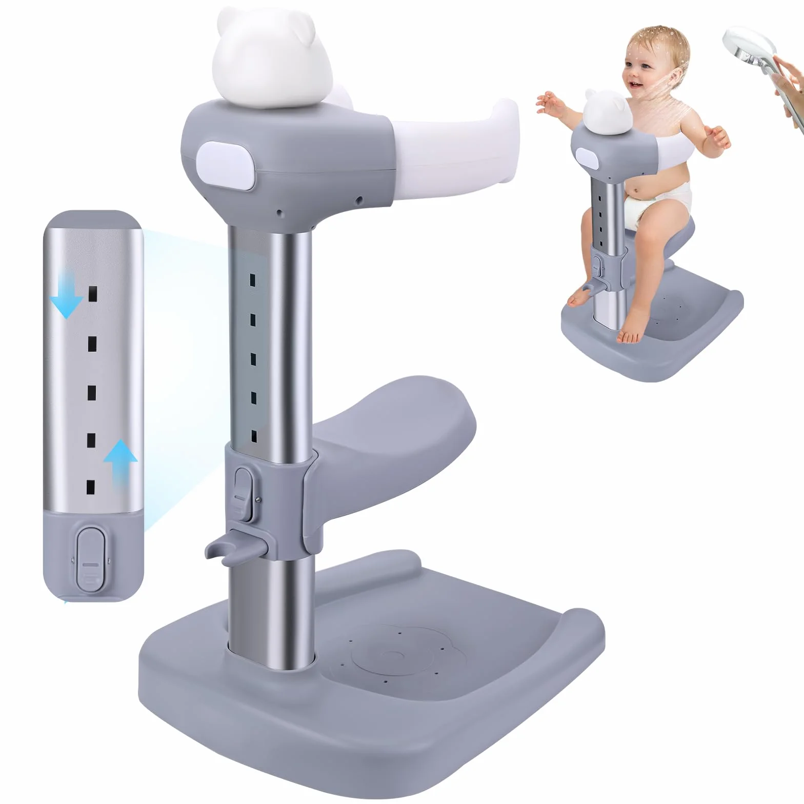 Bebe Debout Support de Bain Bébé Base Antidérapante Anti-pincement Tour Baignoire Réglable