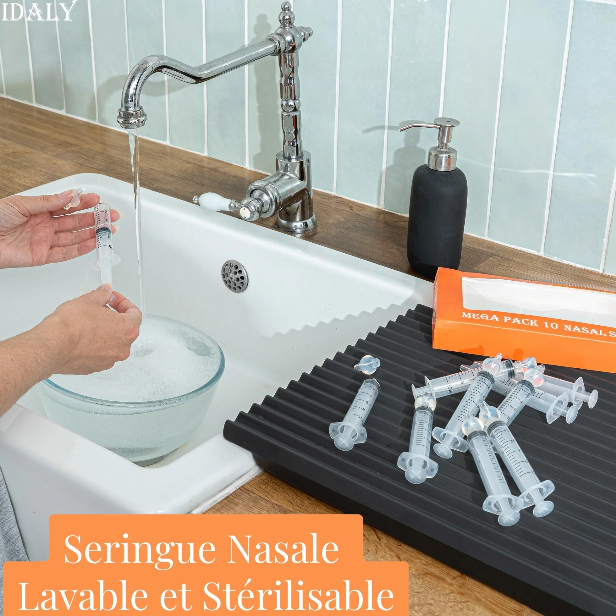 Mouche Bebe Seringue Nasale Bebe MEGA PACK 10 - Embout Silicone Souple Irrigateur Reutilisable