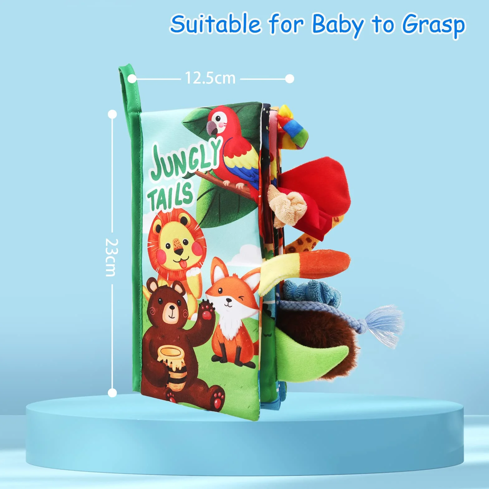JoyPlus Jeux Montessori Bebe Eveil 0-12 Mois, Jouets Livre Tissu Sensoriels Animaux avec Miroir