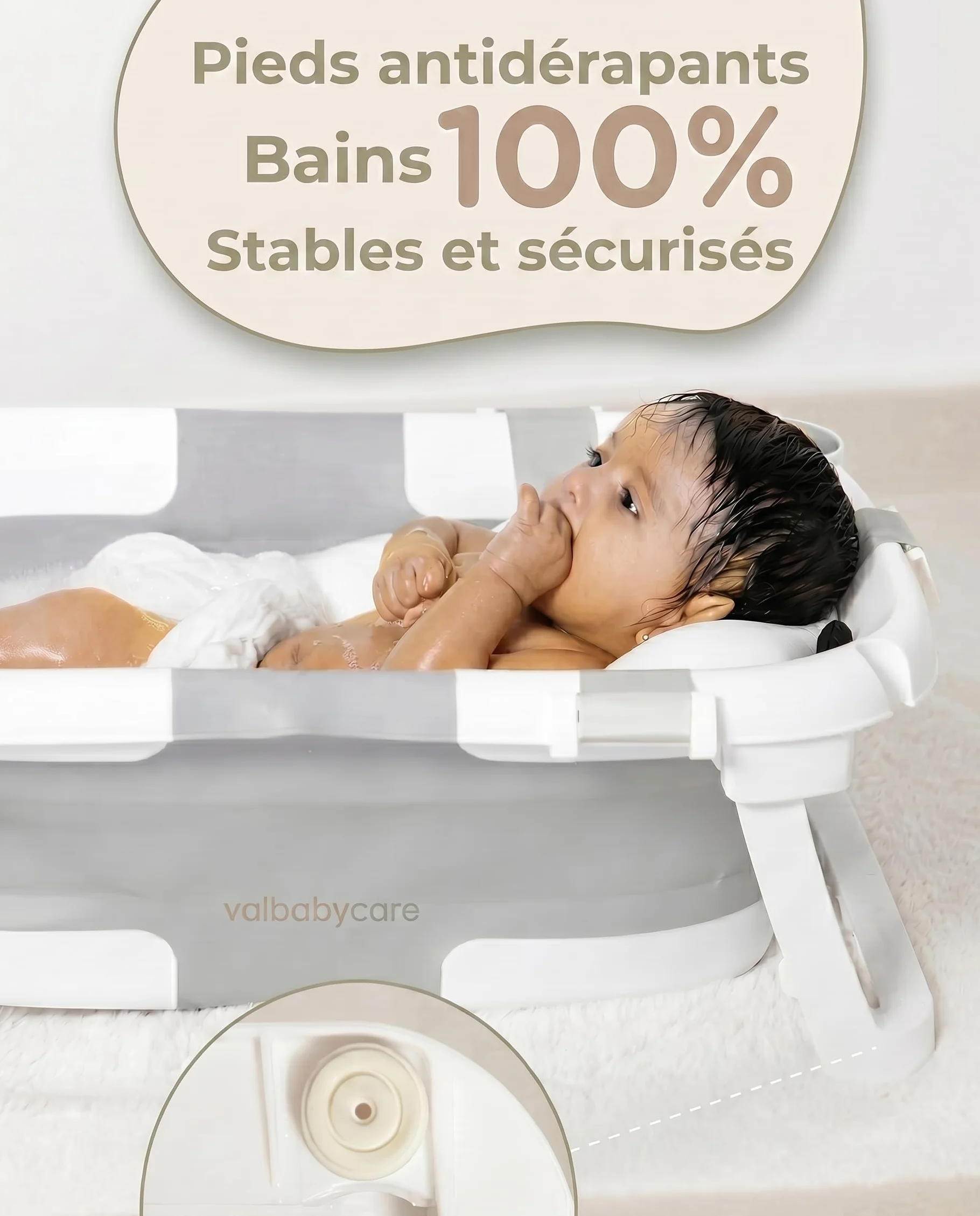 VALBABY Baignoire Pliable Bébé Portable avec Coussin Antidérapant Design Panda Grand et Rembourré Bain Baby Bath Tub