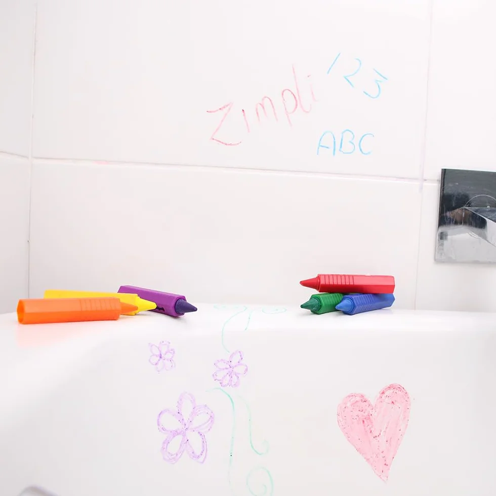 ZIMPLI 6 Gros Crayons de Bain Lavables pour Enfants - Jouet de Douche Créatif