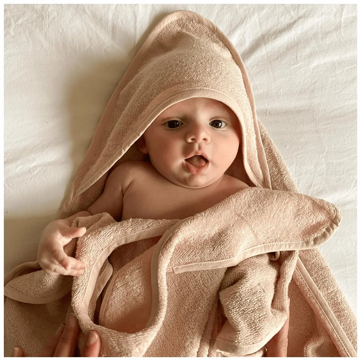 Cape de bain tablier XXL Parent/Bébé en viscose 100x100 cm Rose