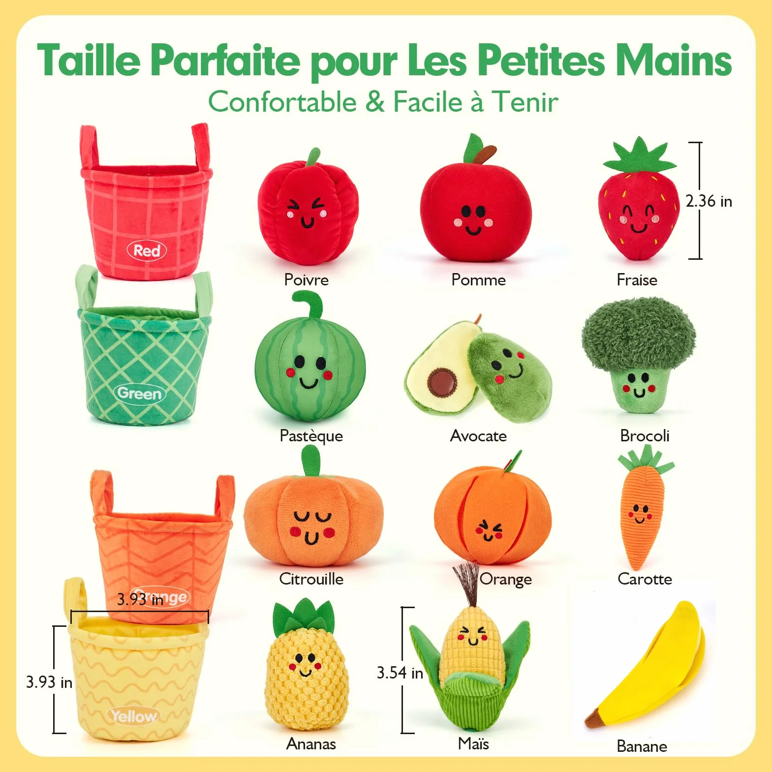 hahaland Jouet Bebe 6 Mois Eveil 6-12 Mois, 16 Pièces Fruits Legumes Peluche Panier, Sensoriel Montessori Cadeau 1 an Garçon Fille