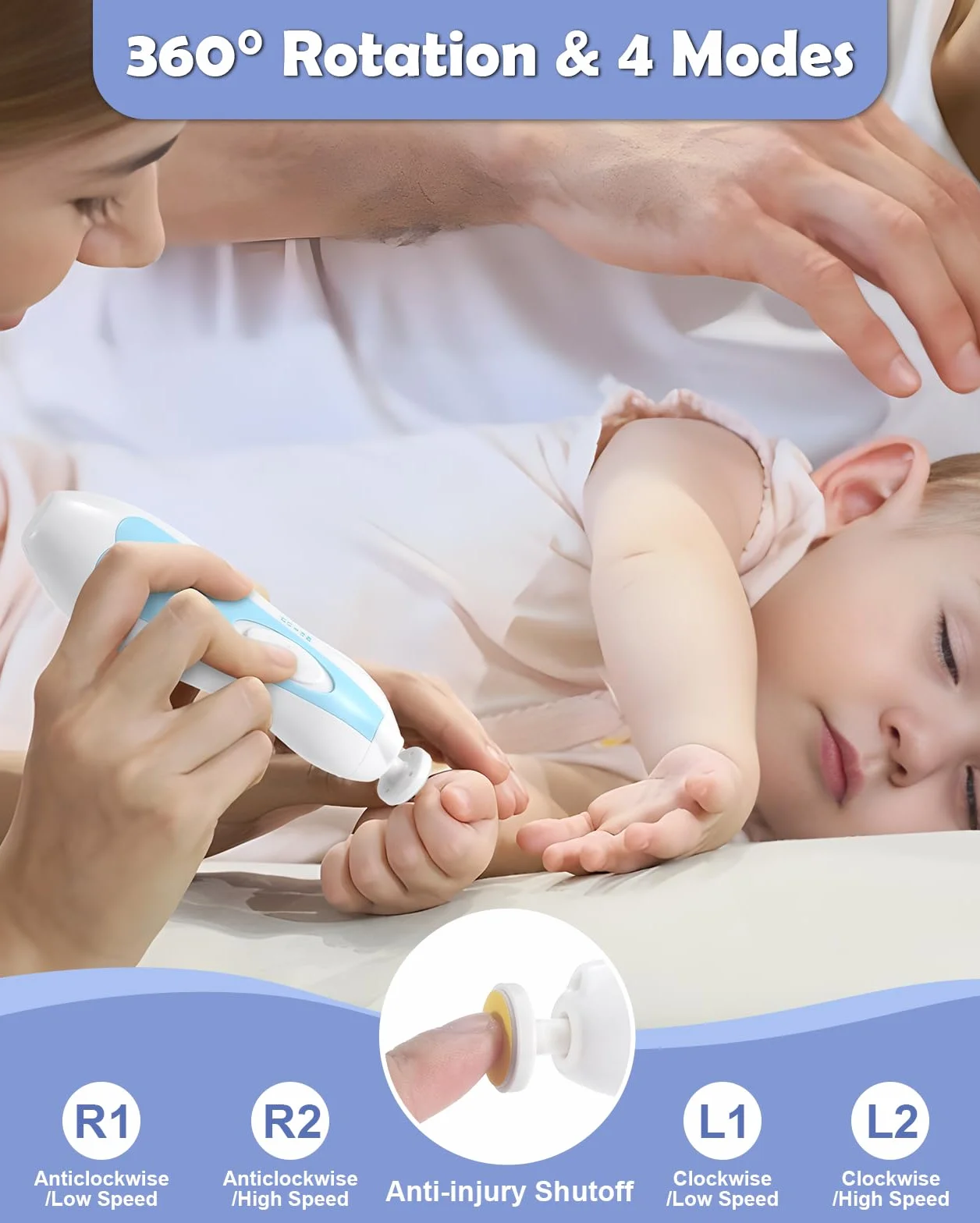 Lictin Lime à Ongle Électrique Bébé 31 en 1, Kit de Coupe Ongle