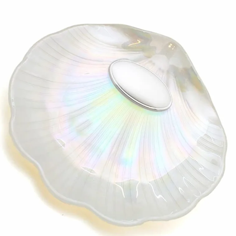 Coquille de baptême plaque personnalisable argent bilaminé mat nacre