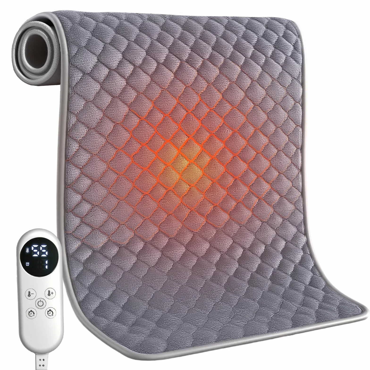 Coussin Chauffant Cervicales XXL 80x42cm Arrêt Automatique Niveaux 25-55°C Minuterie 1-12H