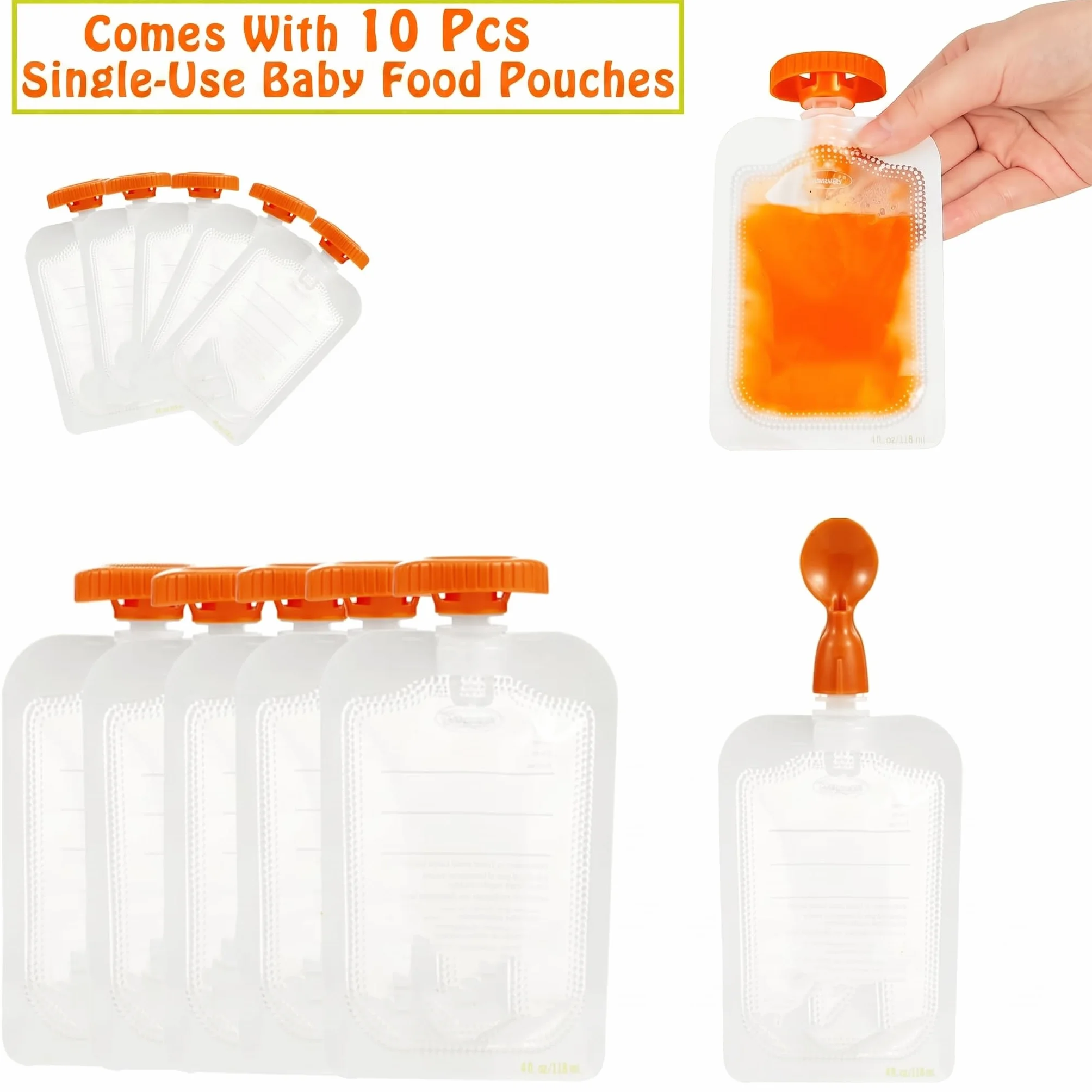 PandaEar Station de Remplissage pour Purées Bébé avec 10 Pochettes