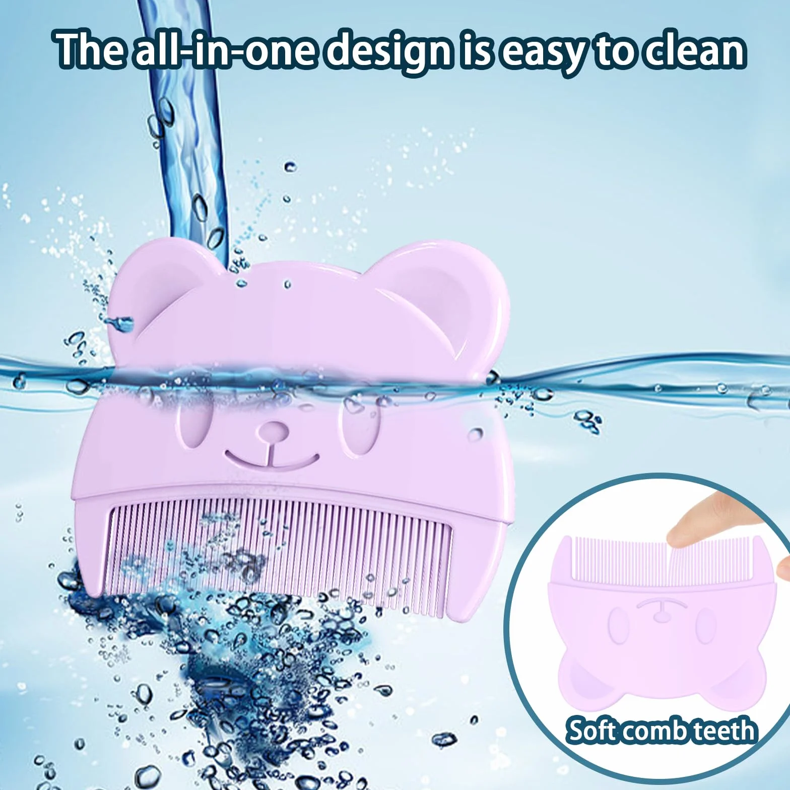 DALAETUS 3 Pièces Peigne pour Bébé, Brosse à Cheveux en Silicone avec Brosse Ovale et Fleurie pour Nouveaux Nés
