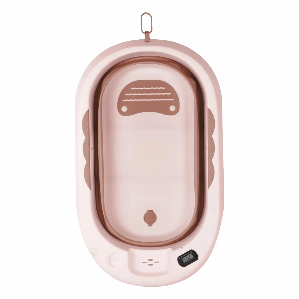 Baignoire pour bébé avec support, ergonomique, compacte, 10 kg, 81,5 x 48 x 21 cm - Rose