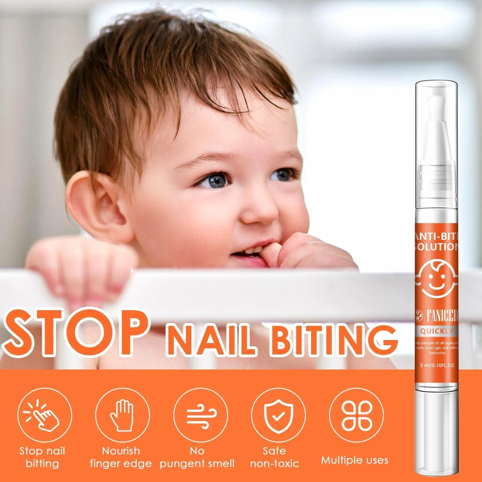 Stylos Amers Anti-Rongement d'Ongles pour Enfants et Adultes, Stop Onychophagie et Succion de Pouce