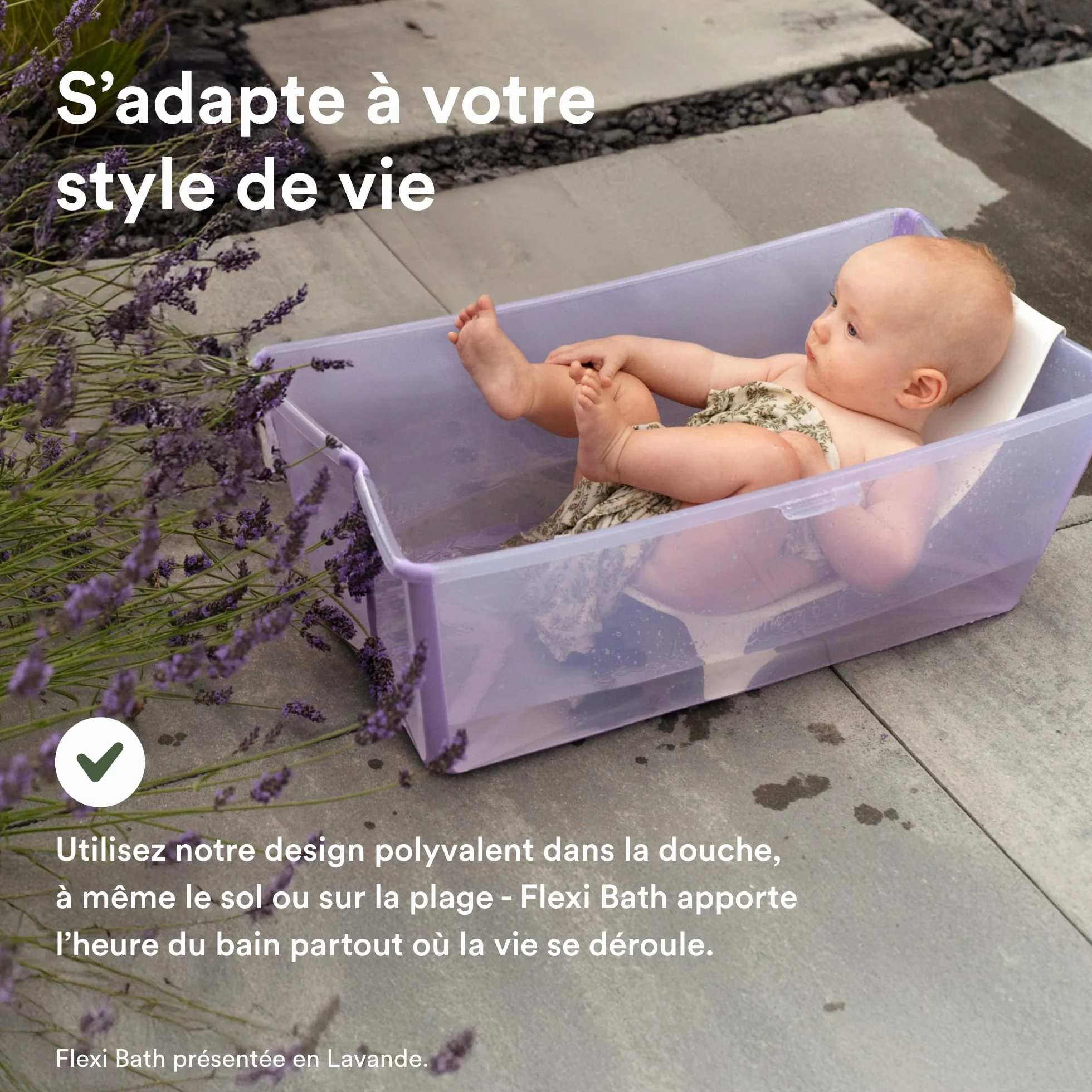 Stokke Flexi Bath (Sandy Beige) avec Support nouveau-nés - Bain bébé pratique maison voyage - jusqu'à 48 mois
