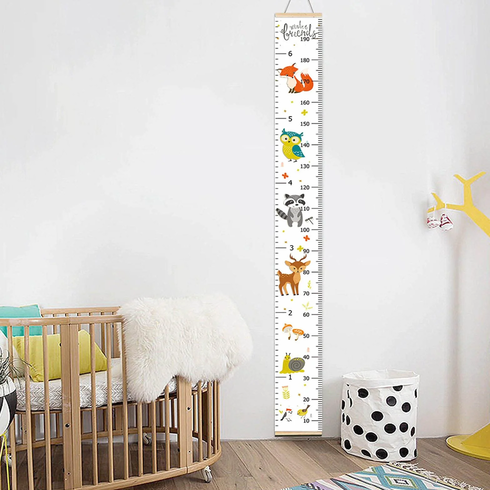 Toise Murale Enfant Motif Dessin Animé, Règle de Mesure Bébé Fille Garçon, Décoration Murale Chambre Enfants 200cm x 20cm