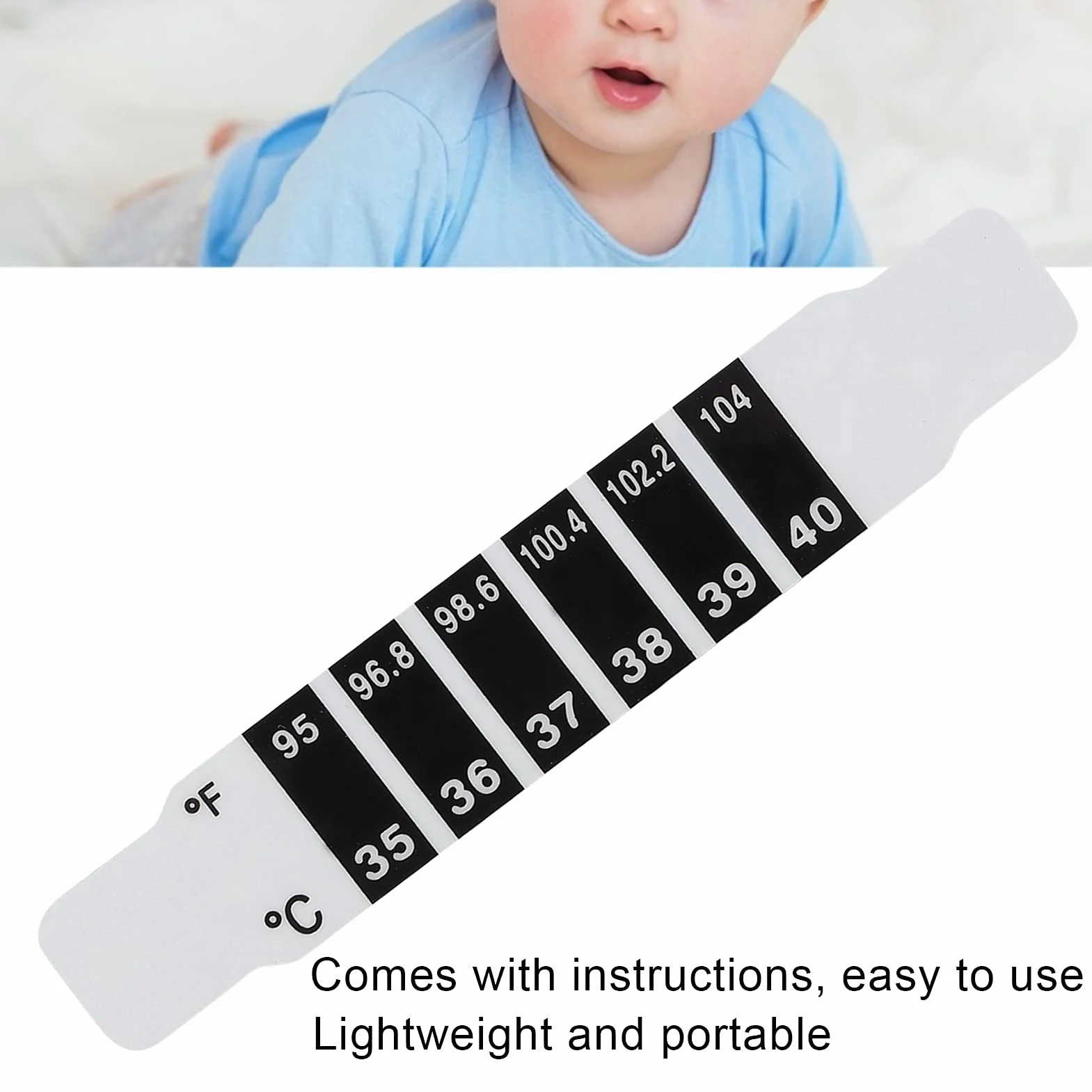 Sonew Bandes de Thermomètre à Lecture Rapide, Thermomètre Frontal Réutilisable pour Nourrissons Bébé Fahrenheit Celsius