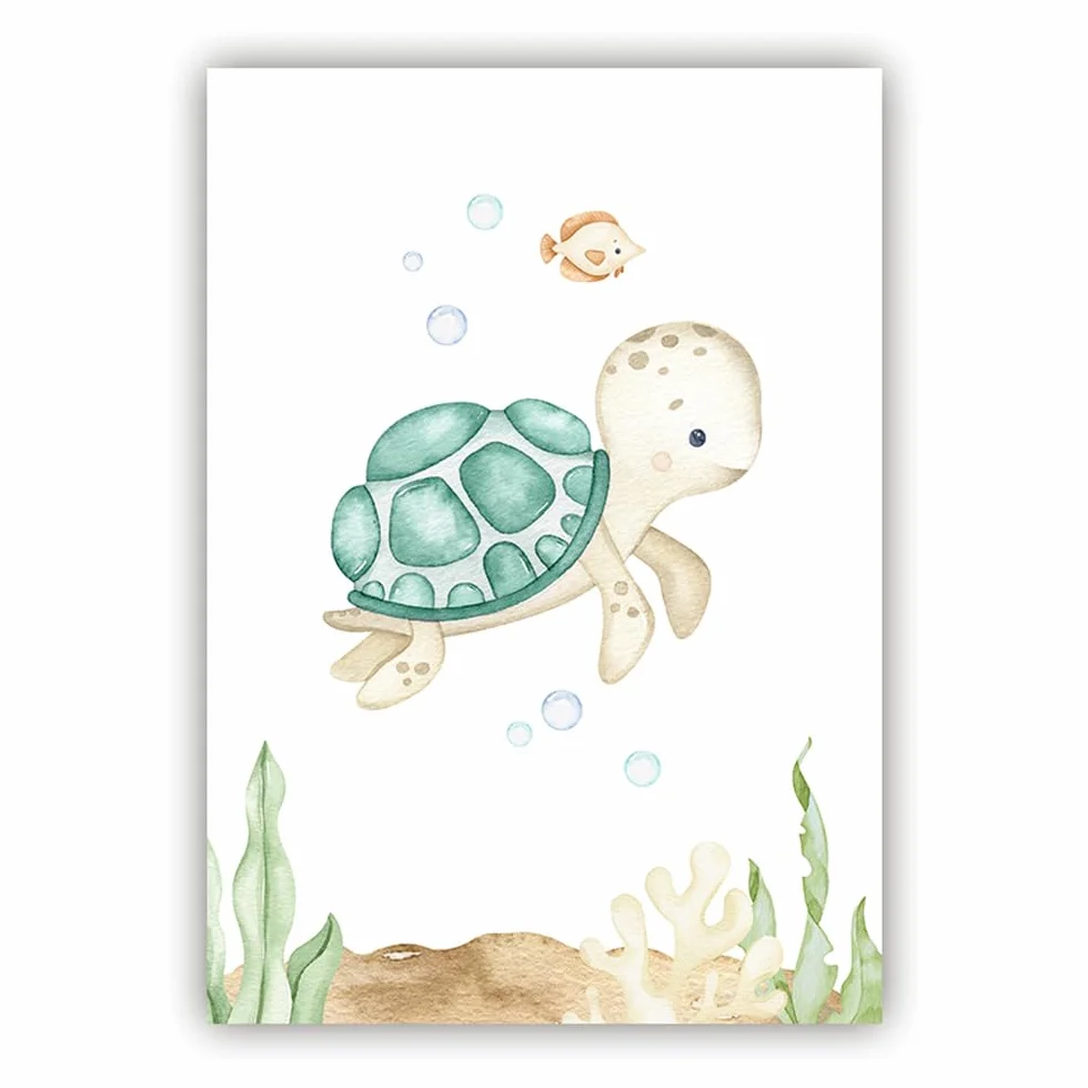 Plakat Zwierzęta Morskie dla Dzieci 21x30 cm Dekoracja Ściany