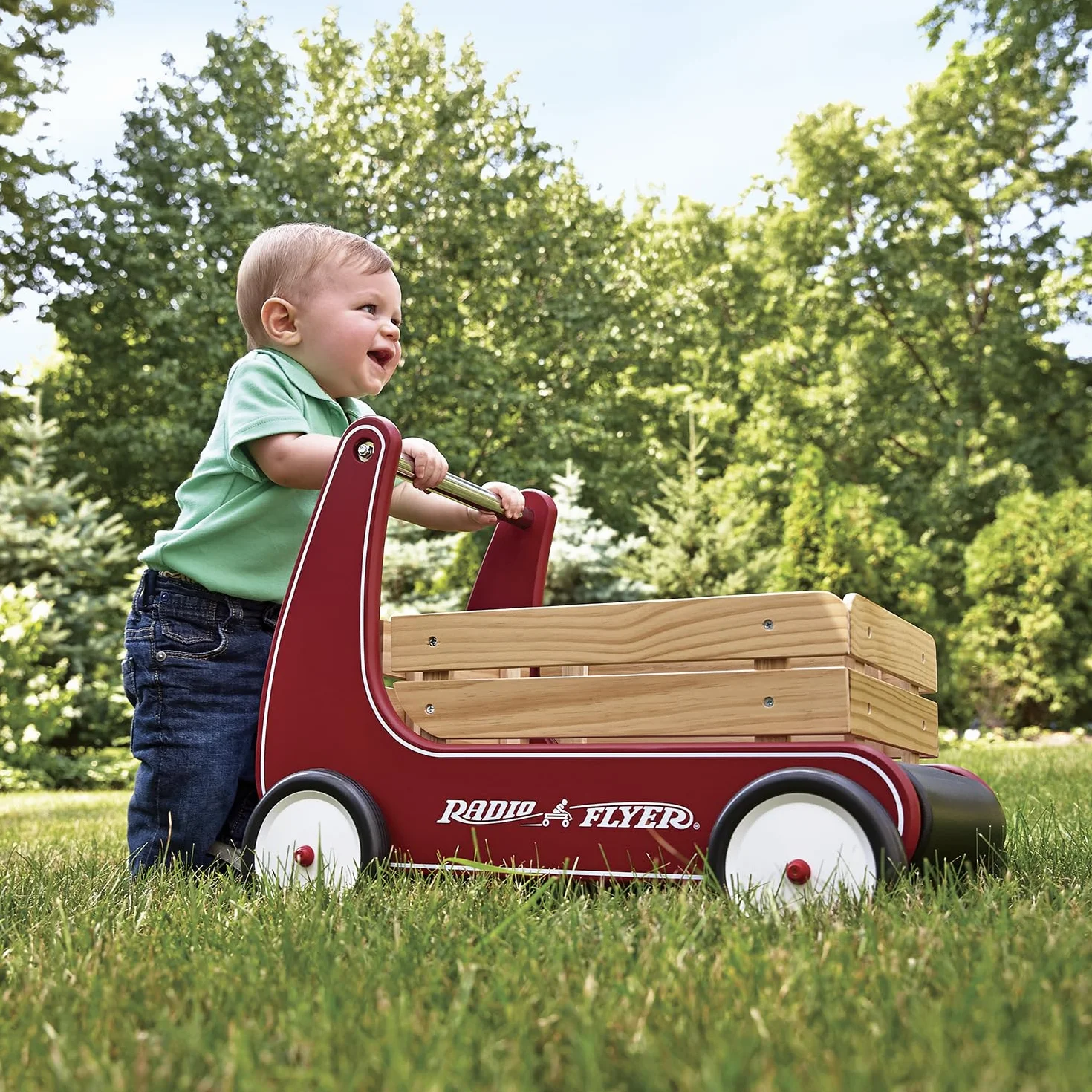 Radio Flyer Chariot de Marche en Bois Rouge pour Tout-Petits 1-4 Ans