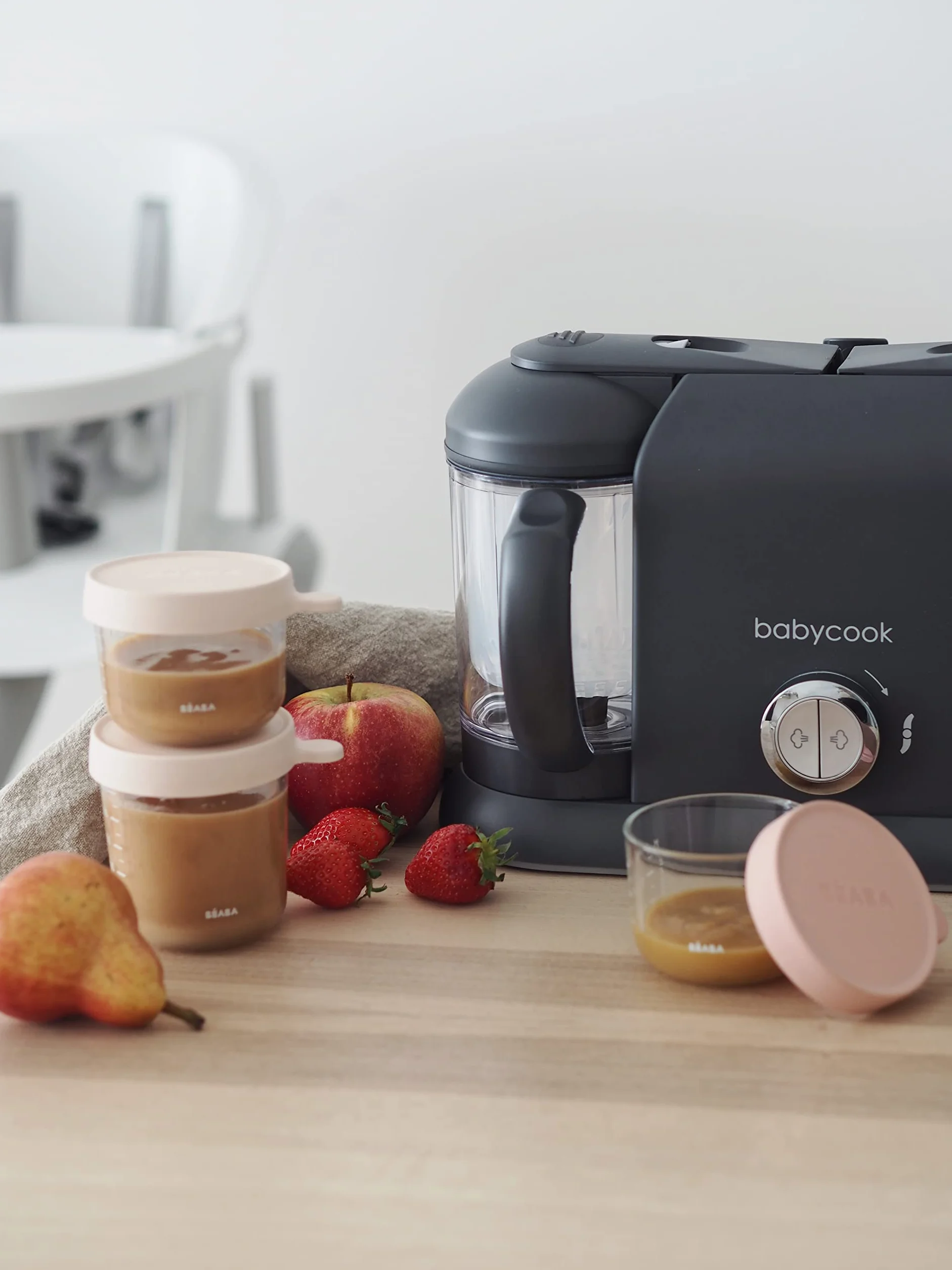 BÉABA Babycook Duo Robot Bébé 4 en 1 Mixeur-Cuiseur Cuisson Vapeur 15min 2200 ml Dark Grey