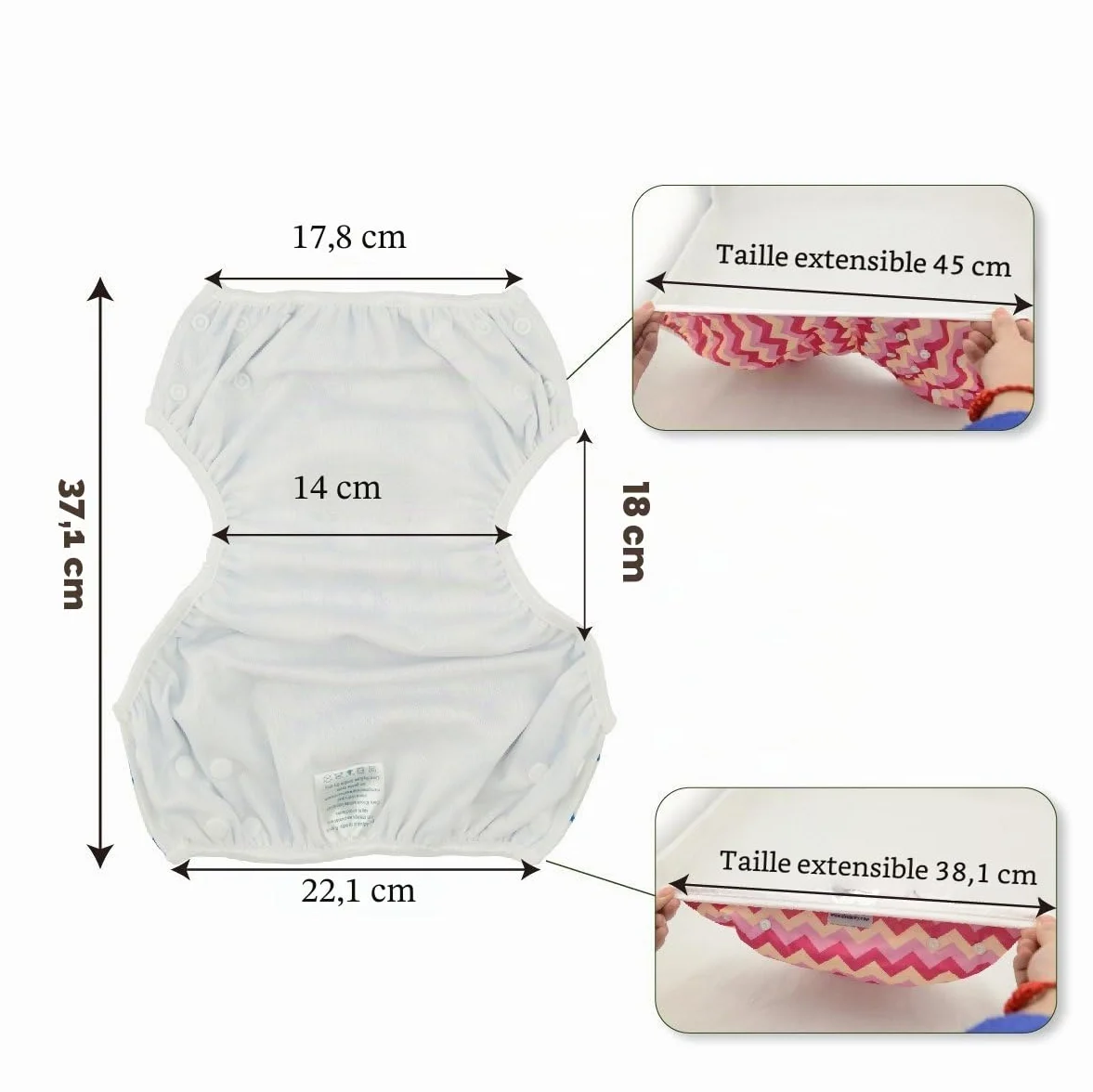 Teamoy Couches de Bain Lavables pour Bébé Jusqu’à 3 ans, Maillot de Bain Ajustable pour Garçons et Filles, Avion + Sourire