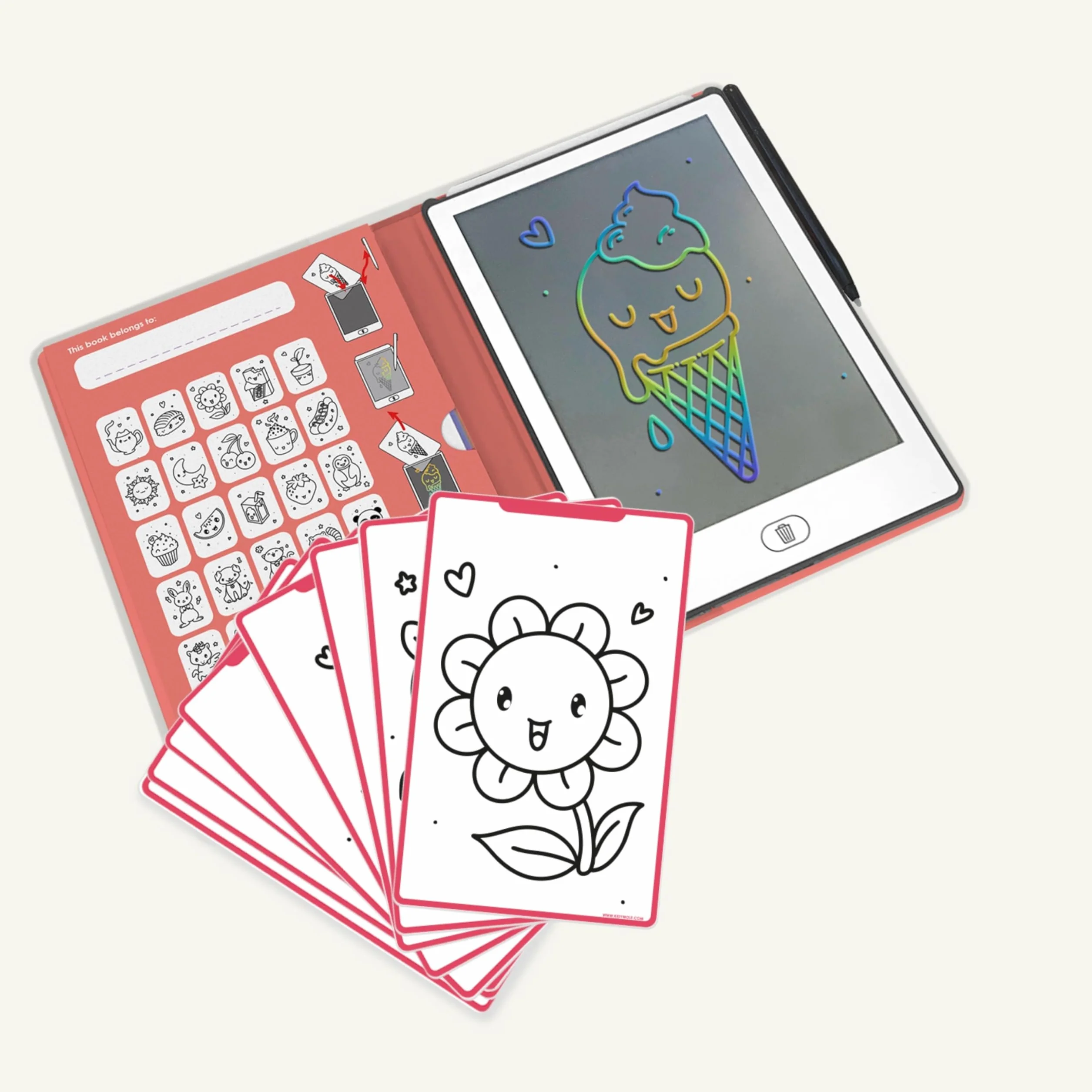 KIDYWOLF KIDYDRAW Mini Tablette à Dessiner Enfant LCD 8,2" Ardoise Magique 30 Calques Jeu Éducatif Créatif
