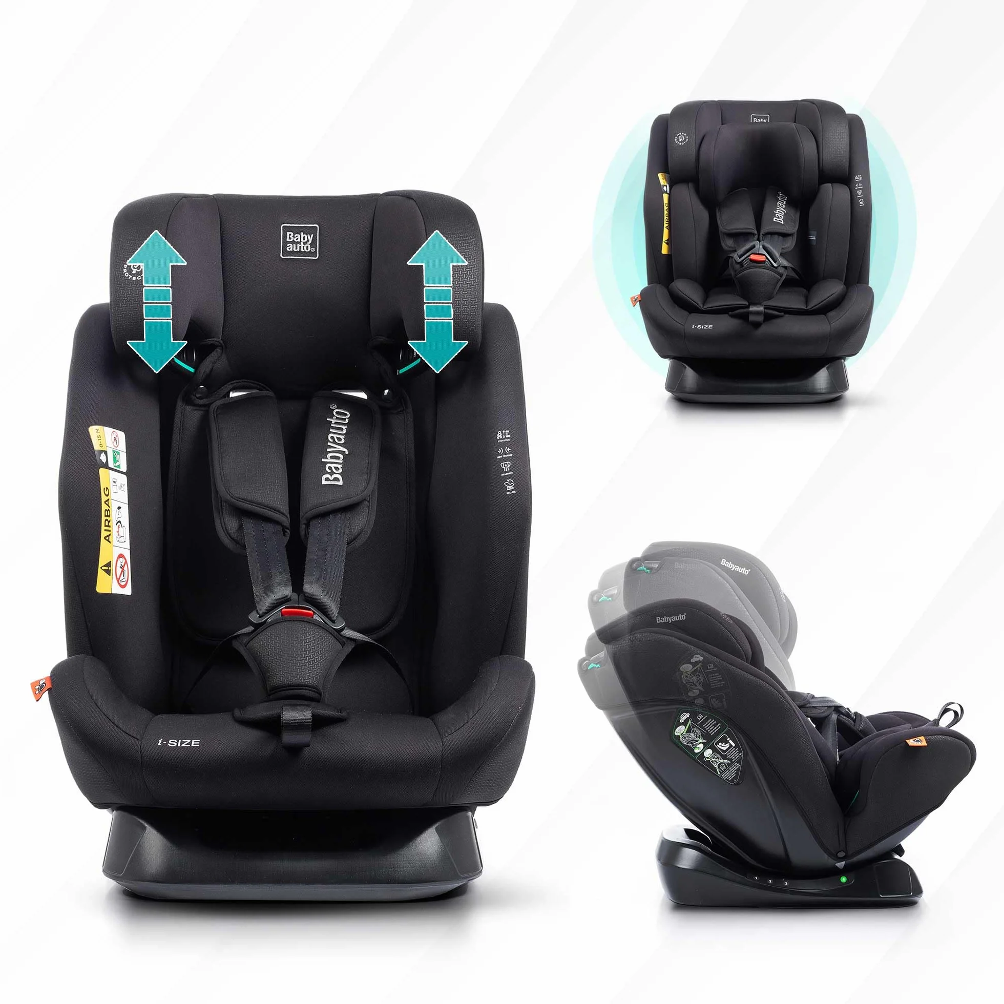 BABYAUTO - Siège auto LOLO 40-150 cm - Age : de la naissance à 12 ans - Taille I - Reverse jusqu'à 105 cm, environ 4 ans - Sans Isofix - Noir (STONE GREY)