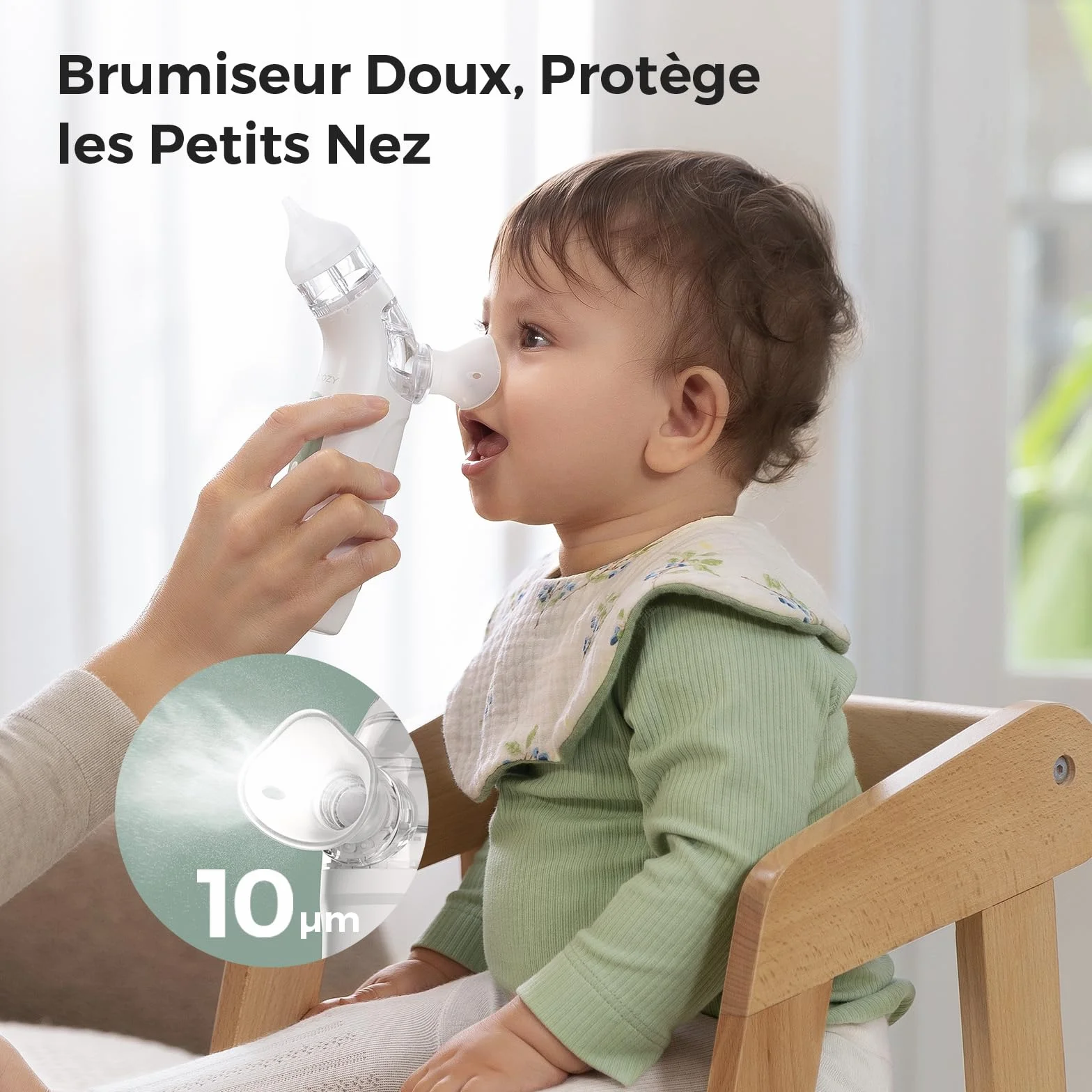 Momcozy BN007 mouche bébé électrique 2-en-1 65 kPa aspiration 4 niveaux réglables silencieux portable lumière musique apaisante